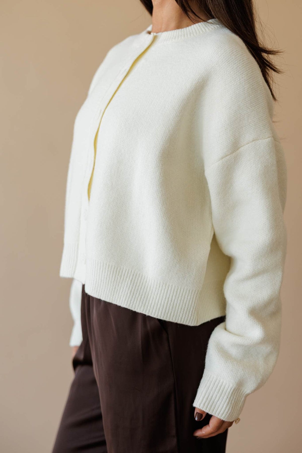 Forest green button front cardigan