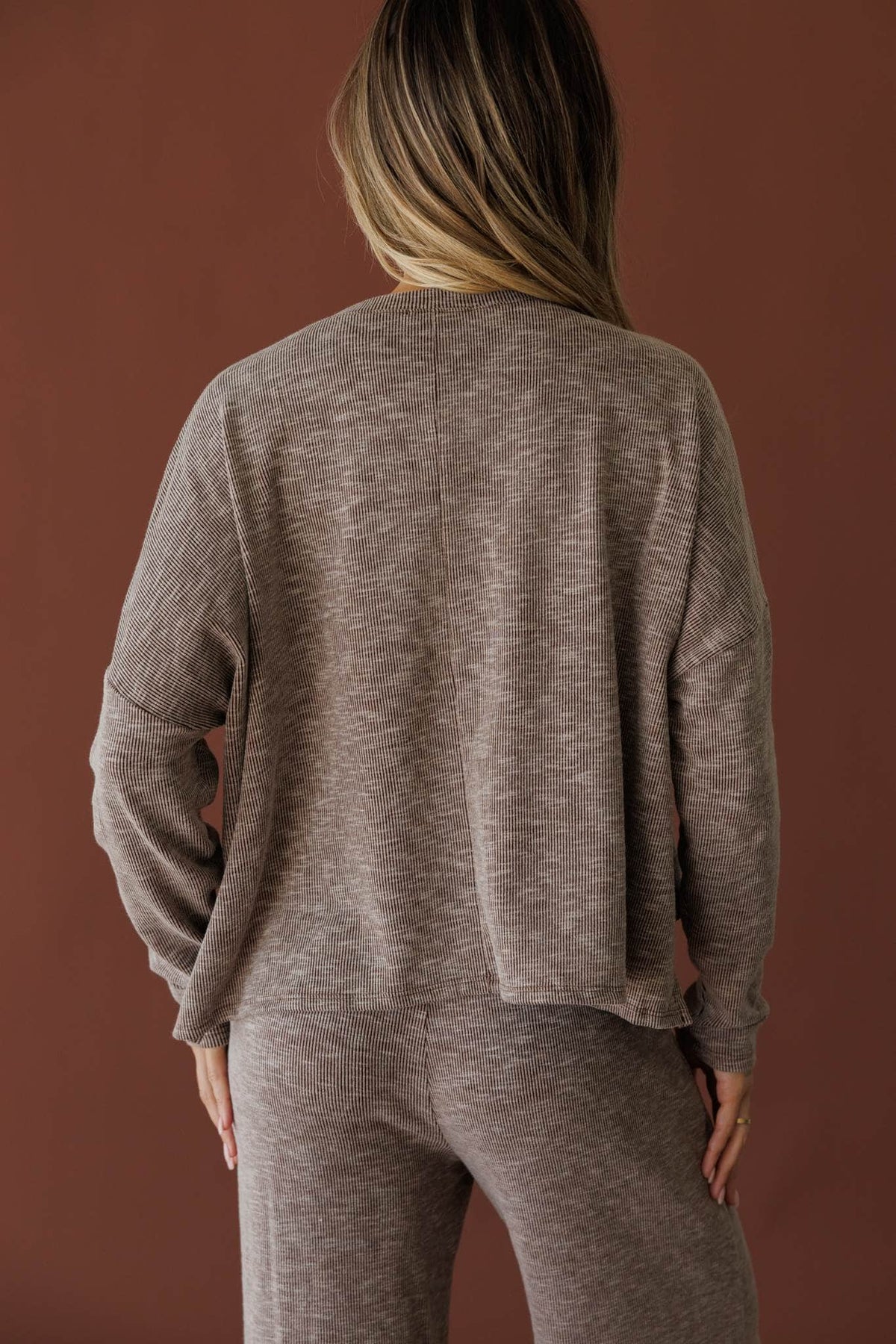 Grey knit long sleeve top
