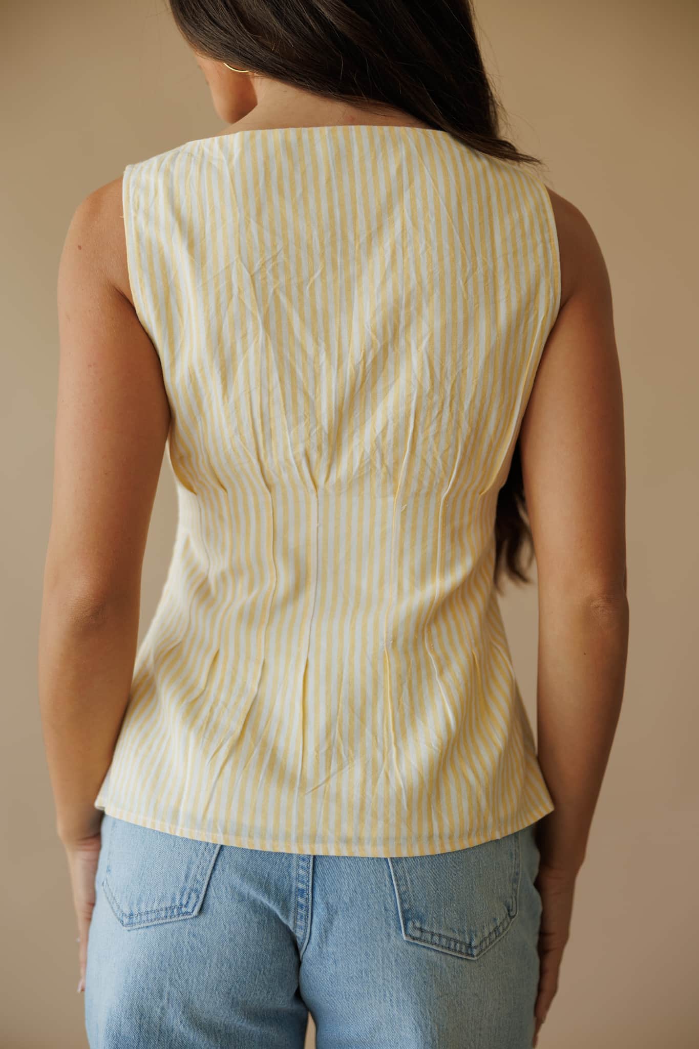Yellow Striped Peplum Top