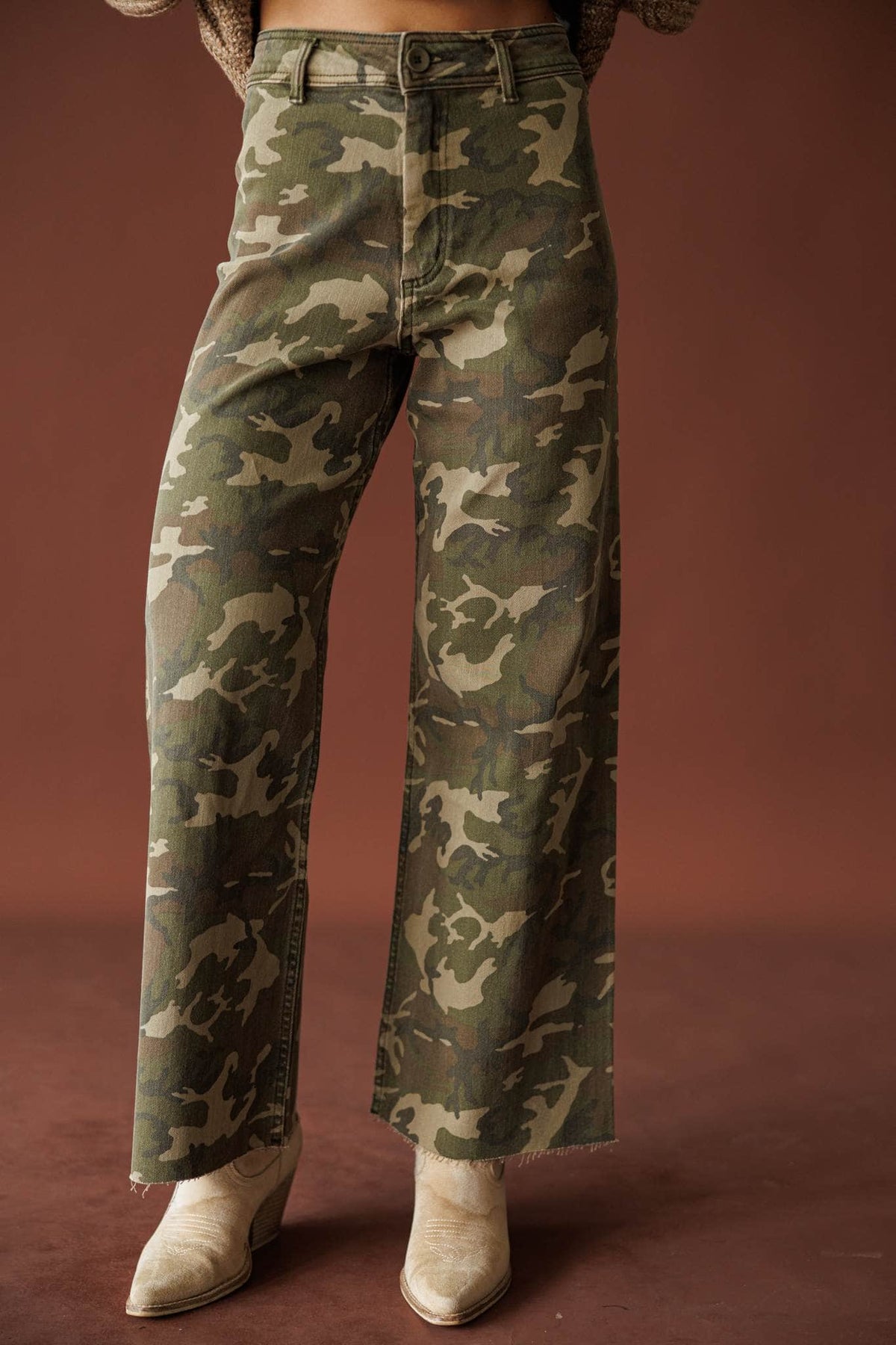 Urban Camo Pants, in camouflage, front view of the camo cargo pants