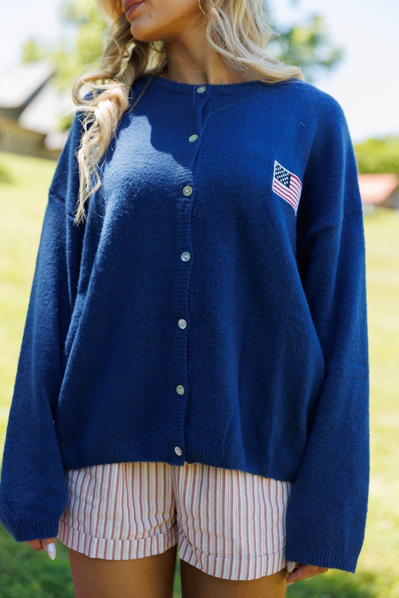 USA Sweater Button Cardigan