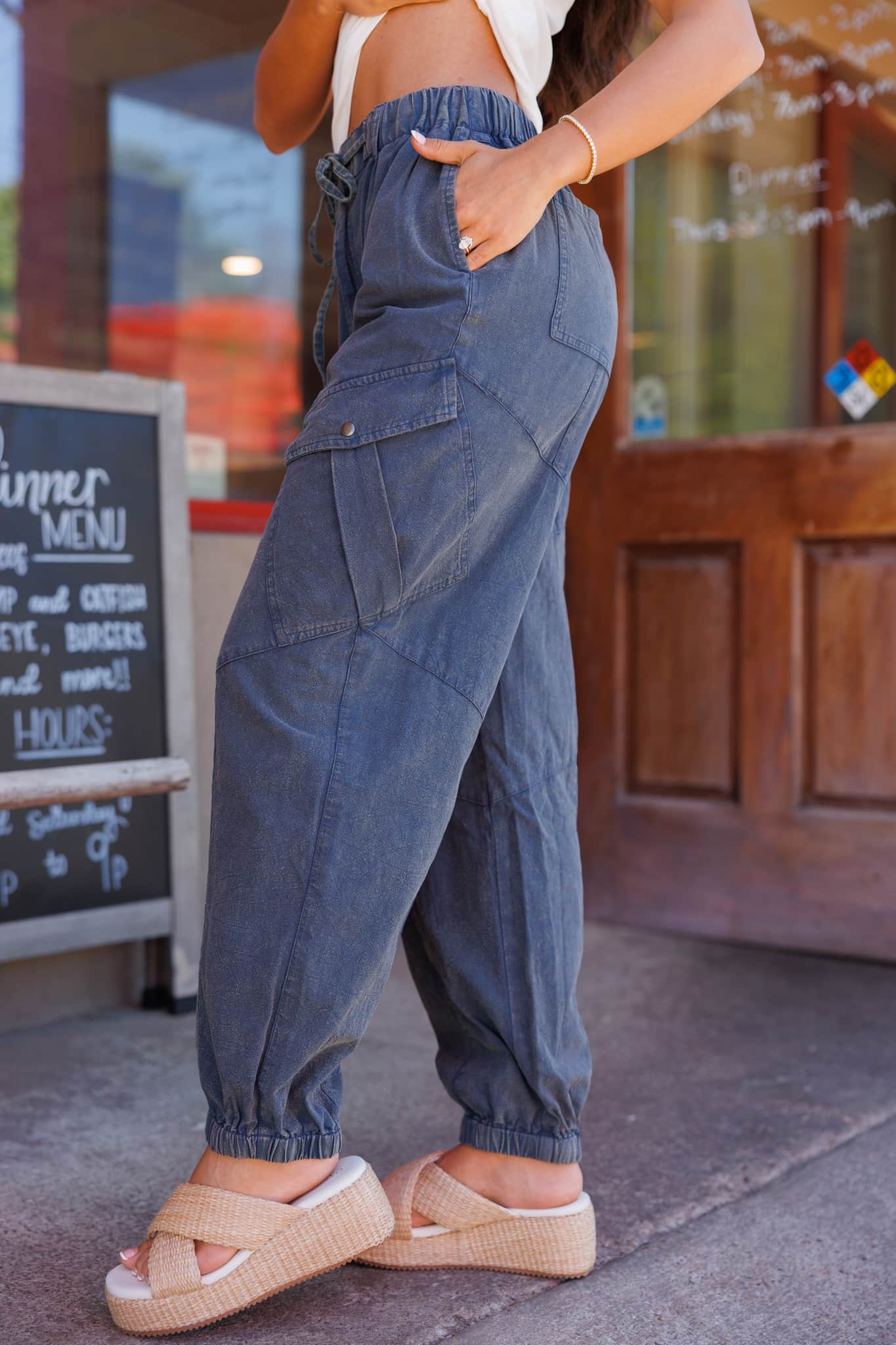 Washed Cargo Cotton Jogger Pants