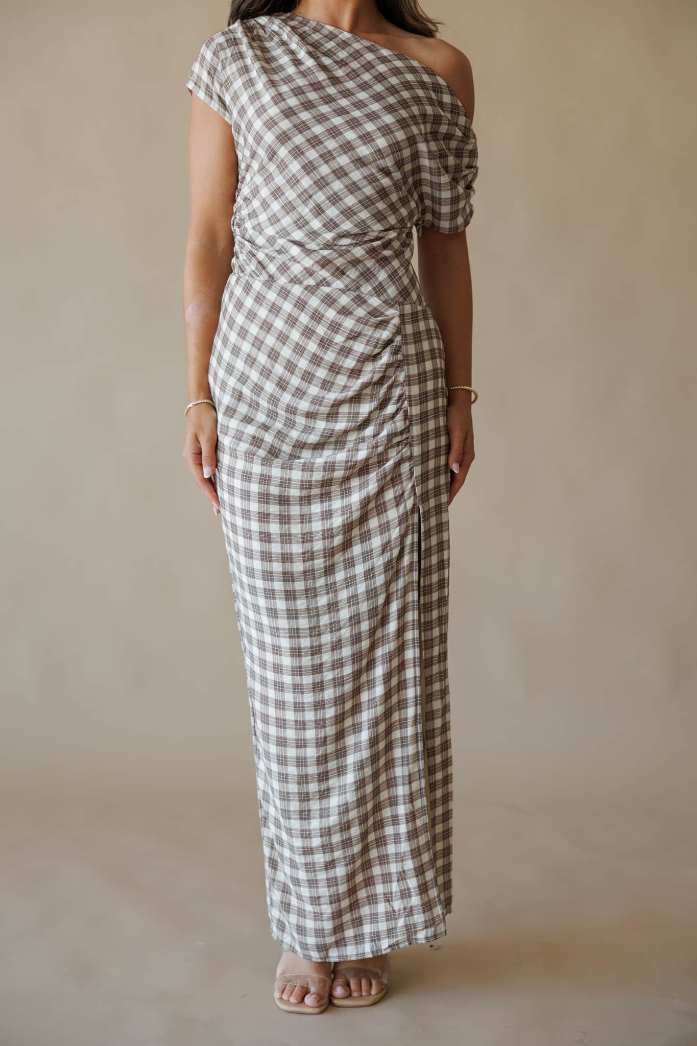 Espresso Gingham Maxi Dress