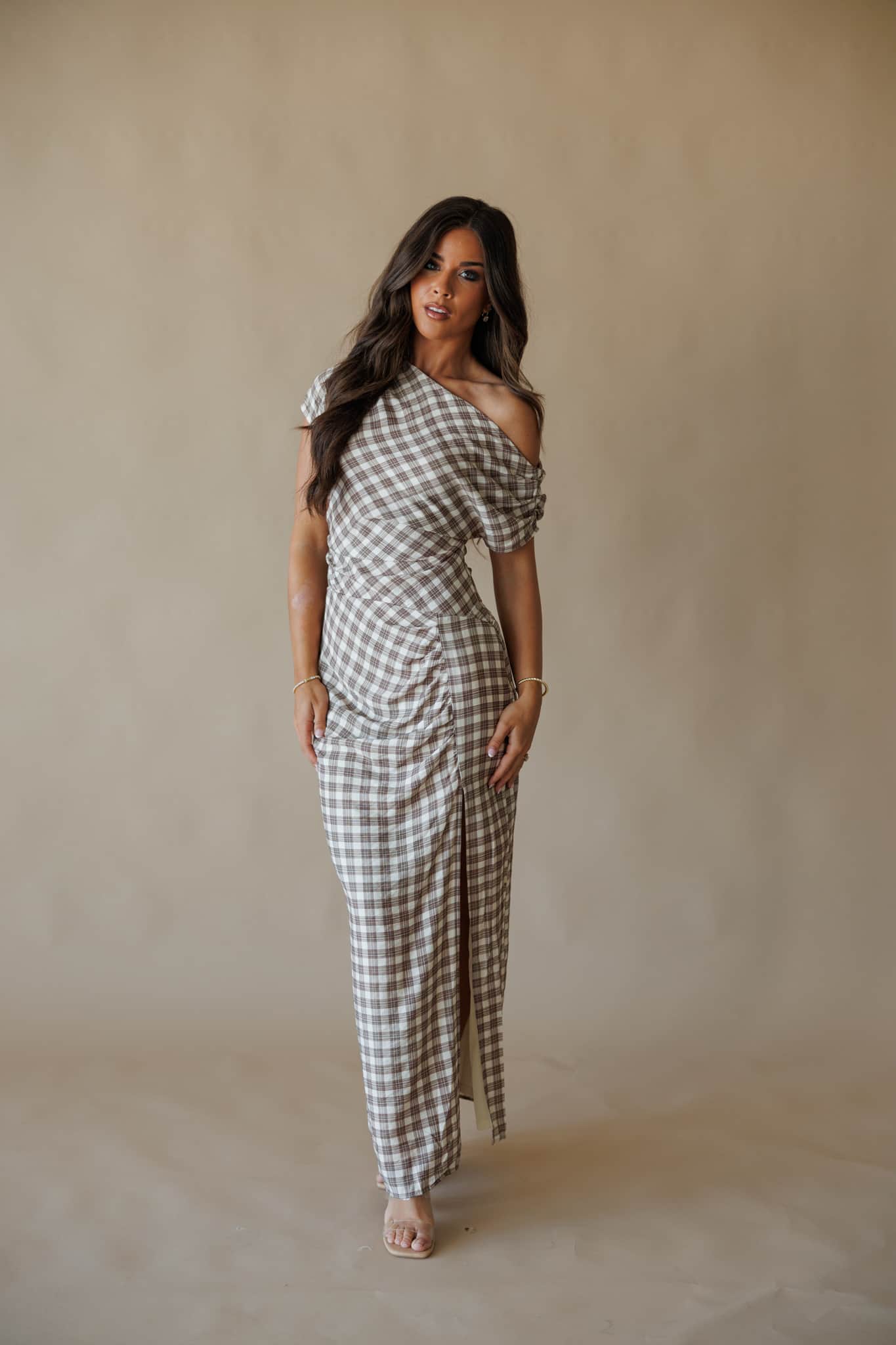 Espresso Gingham Maxi Dress