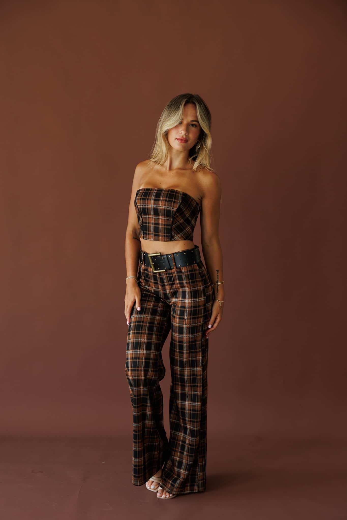 Runaway West Plaid Belted Pants