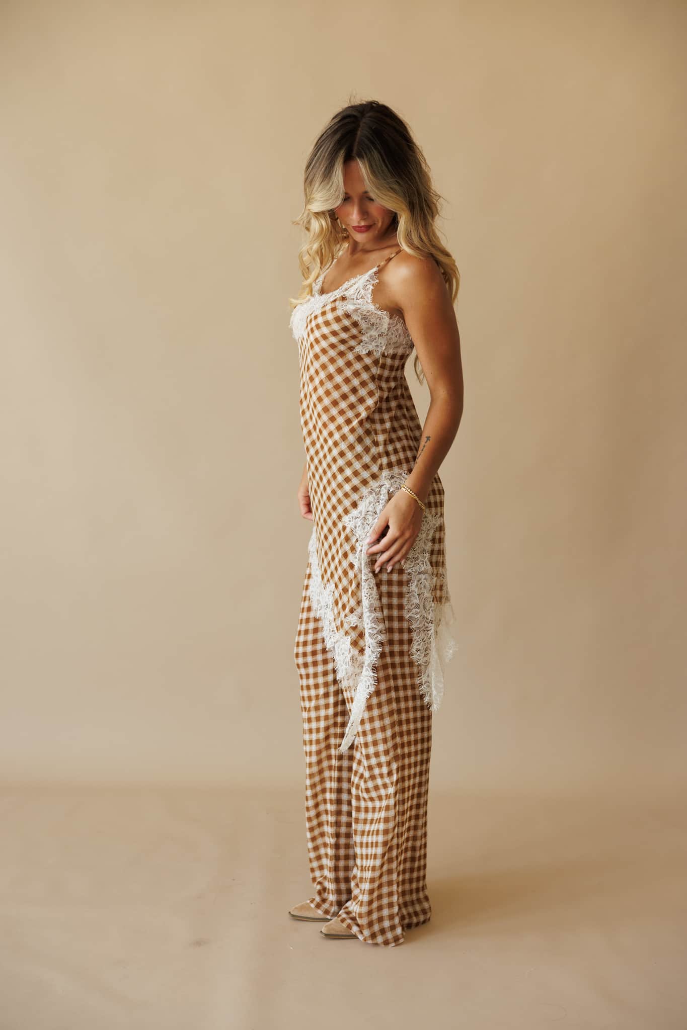 Gingham Poise Lace Top