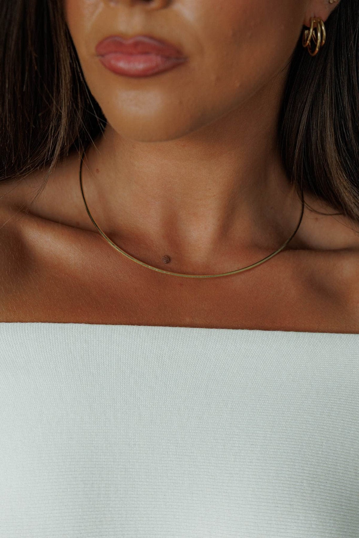 Gold Collar Necklace, second view worn at the neck