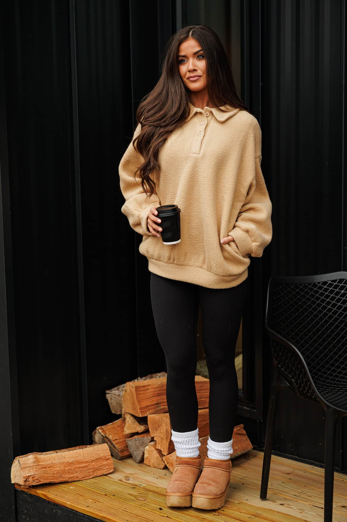 Teddy Polo Fleece Sweatshirt