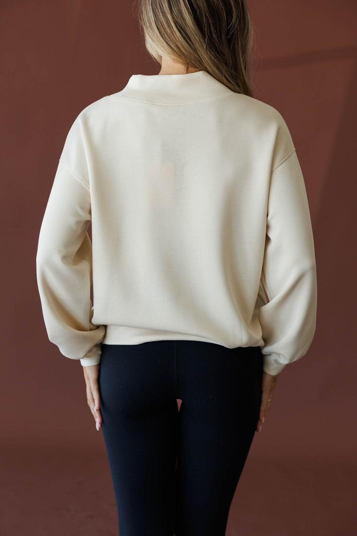 Cream mock neck sweatshirt