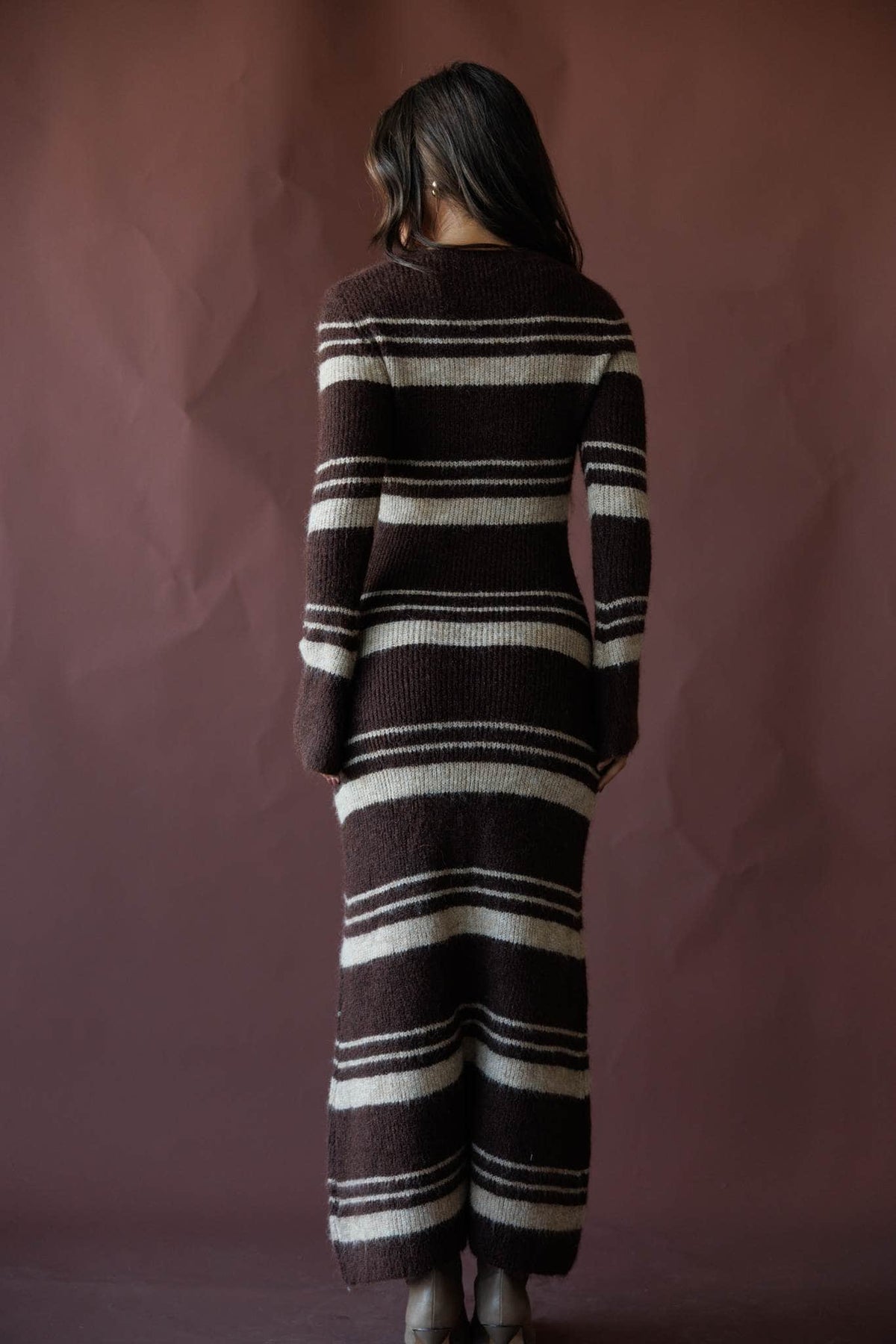 Striped knit maxi dress