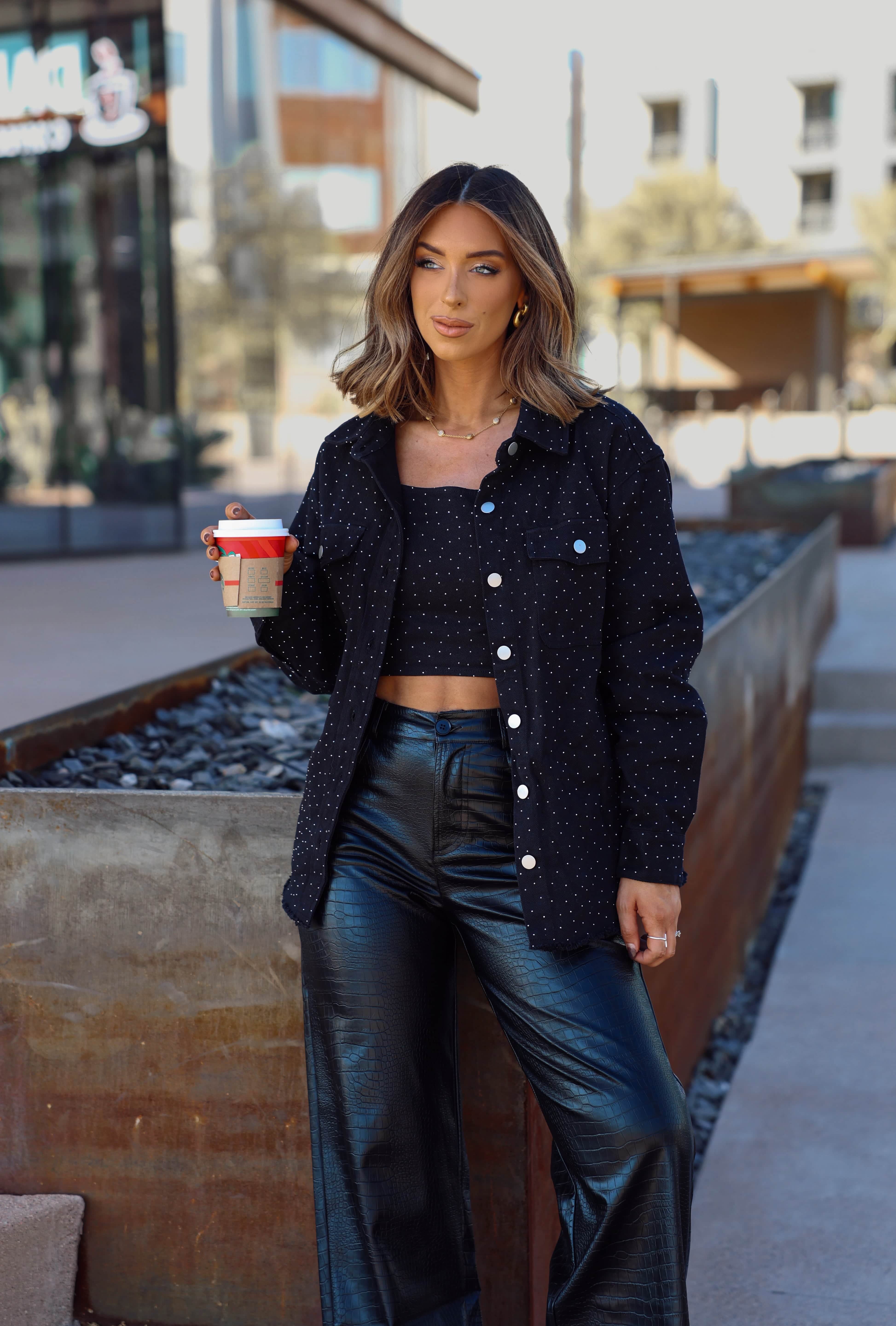 Black Rhinestone Crop Tank