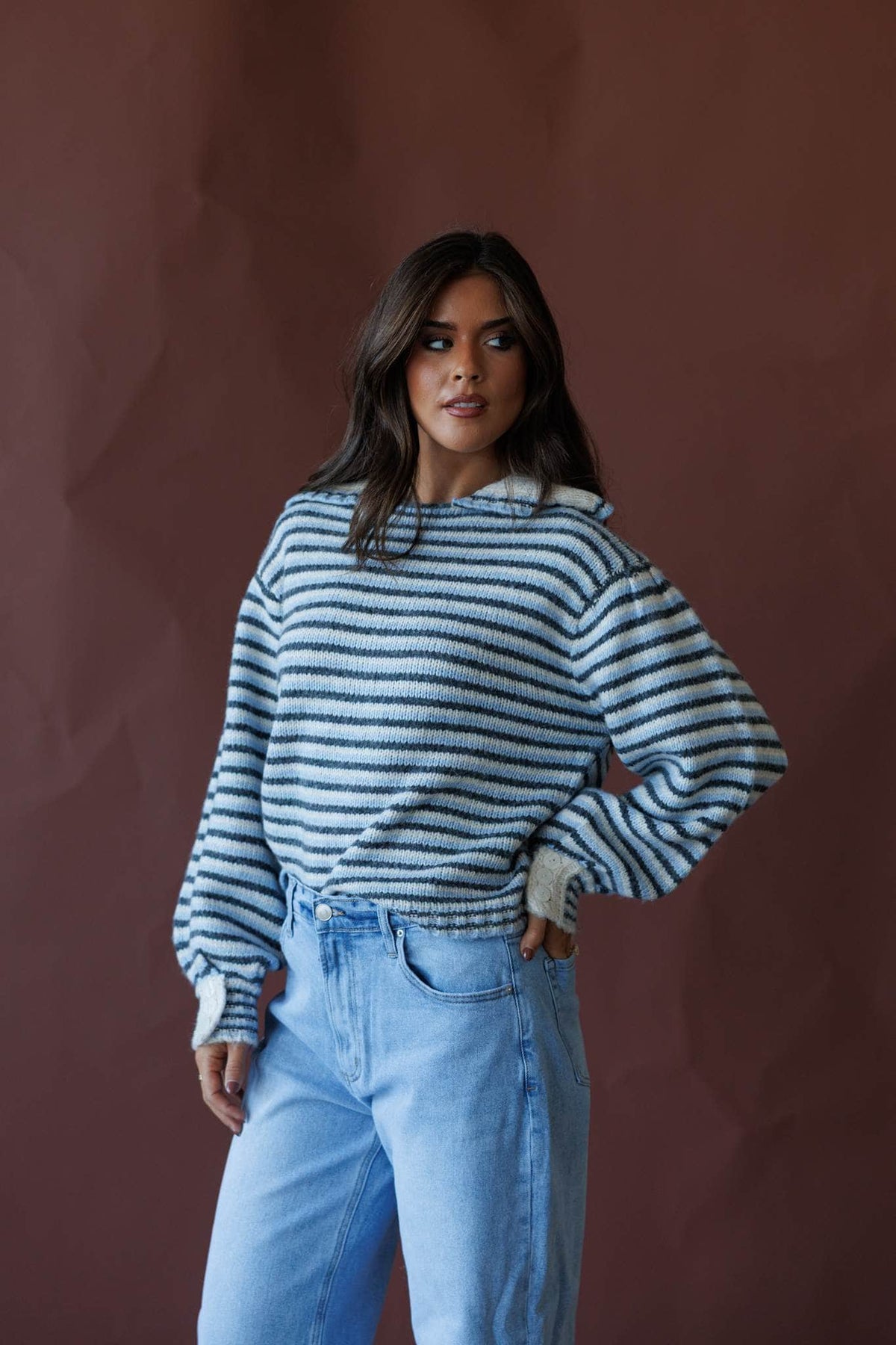 Blue striped sweater