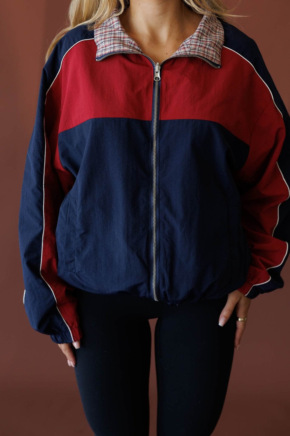 Navy and lemon reversible jacket