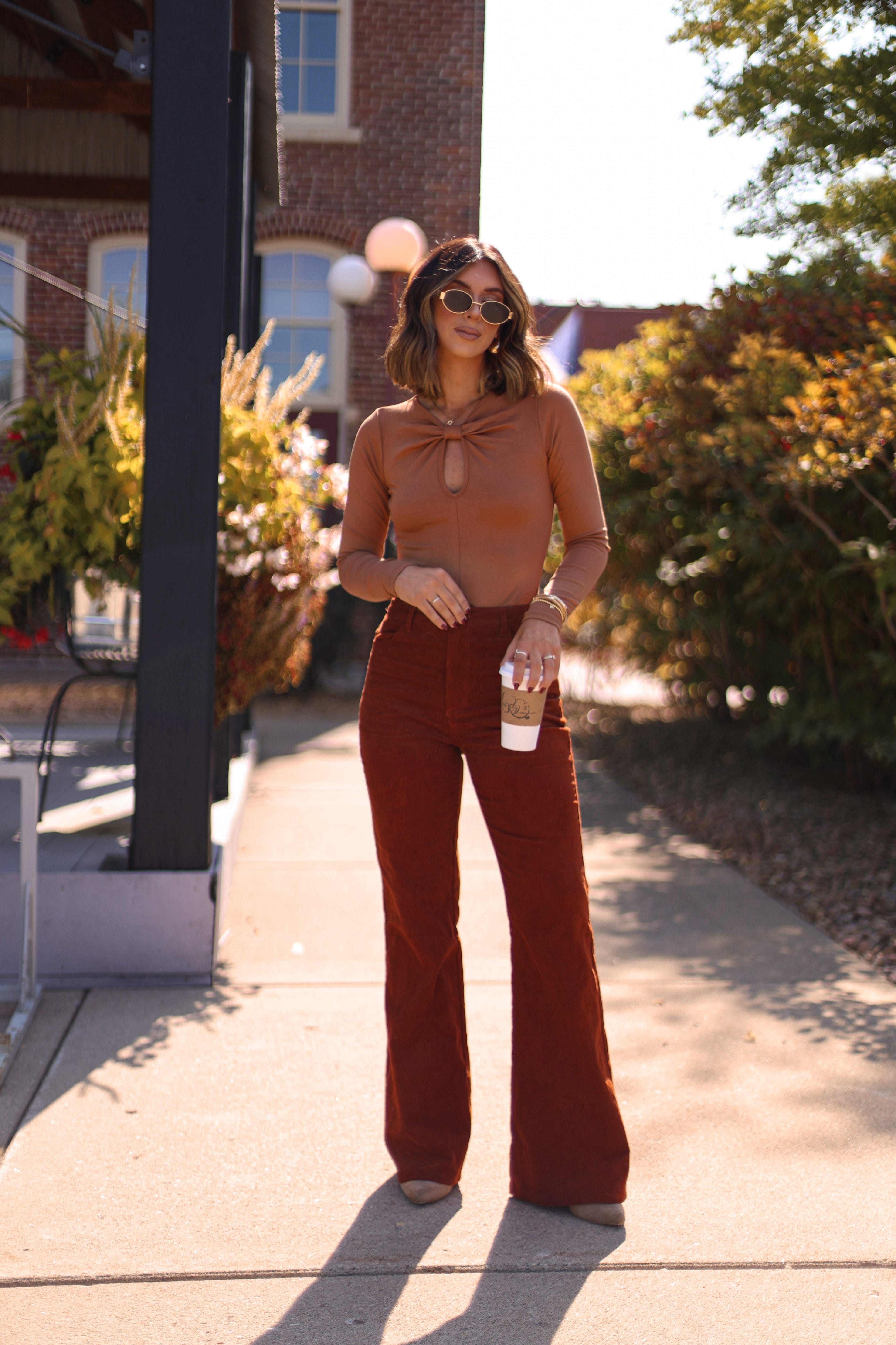 Brown Knotted Bodysuit Fore Collection
