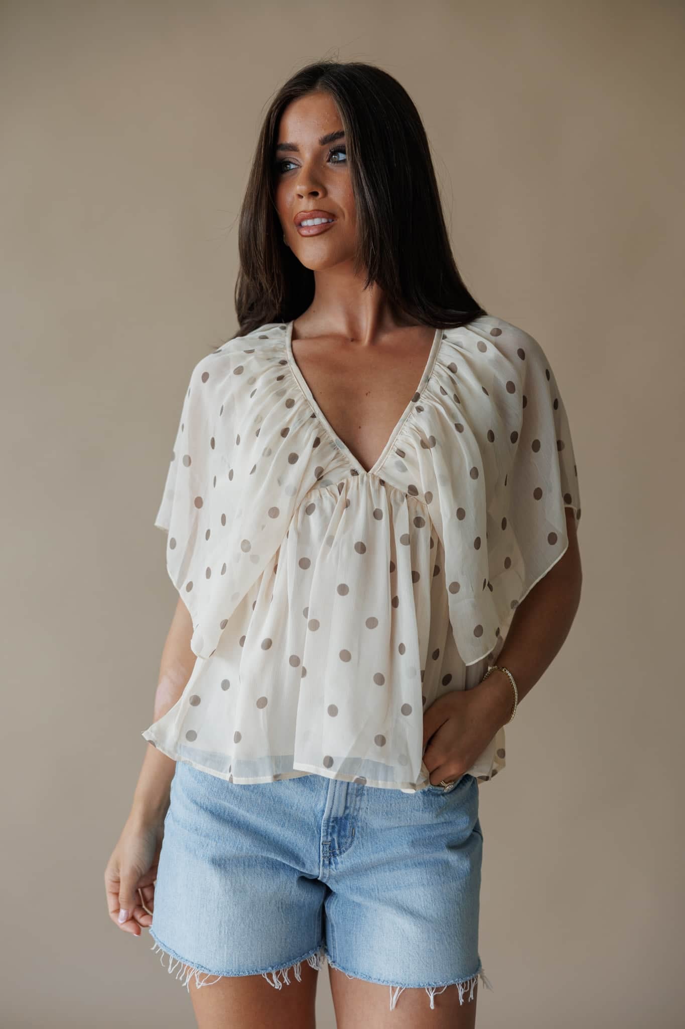 Polka Dot Ruffle Blouse