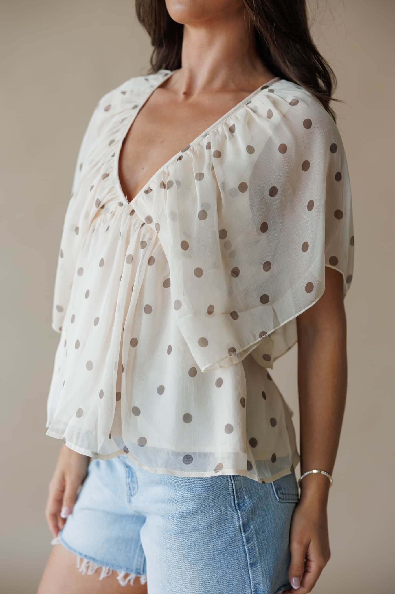 Polka Dot Ruffle Blouse