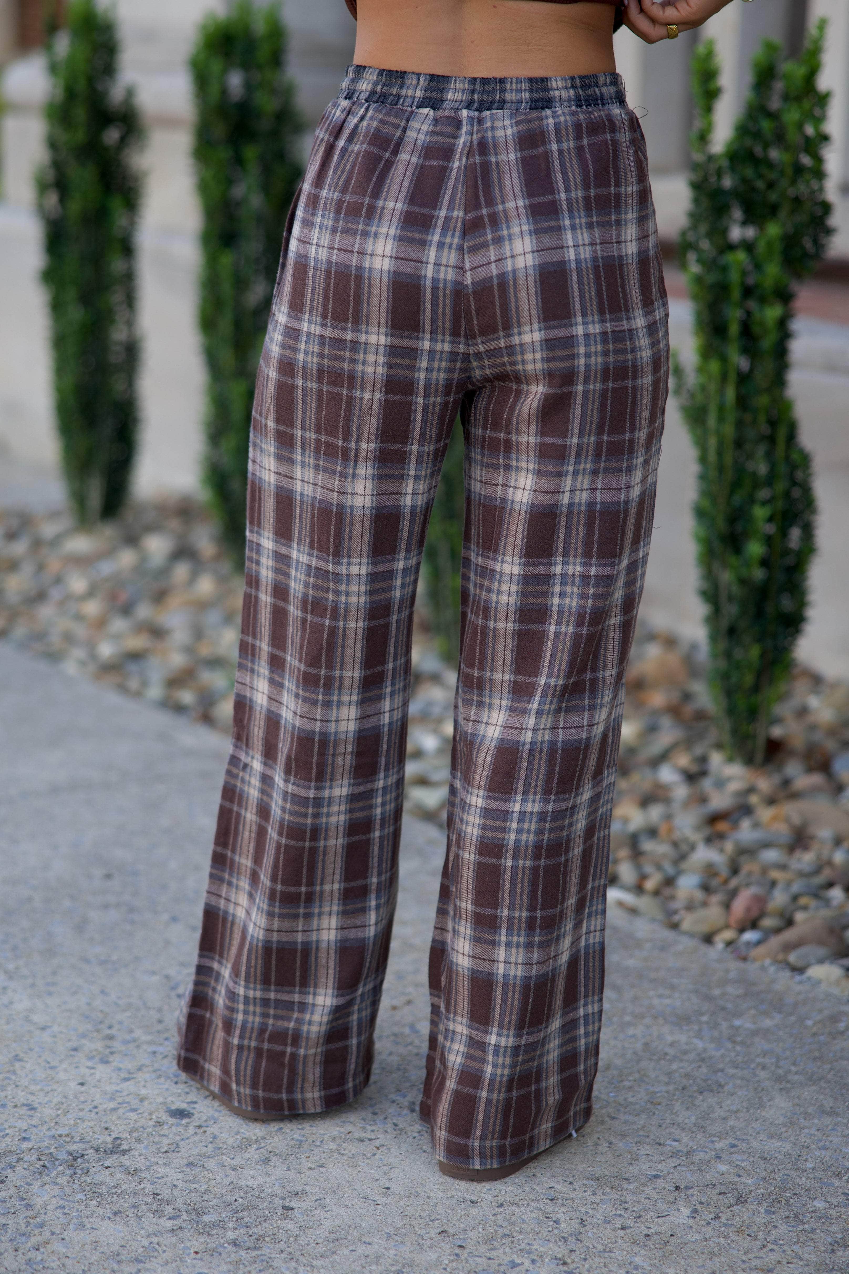 Brown Plaid Boxer Pants