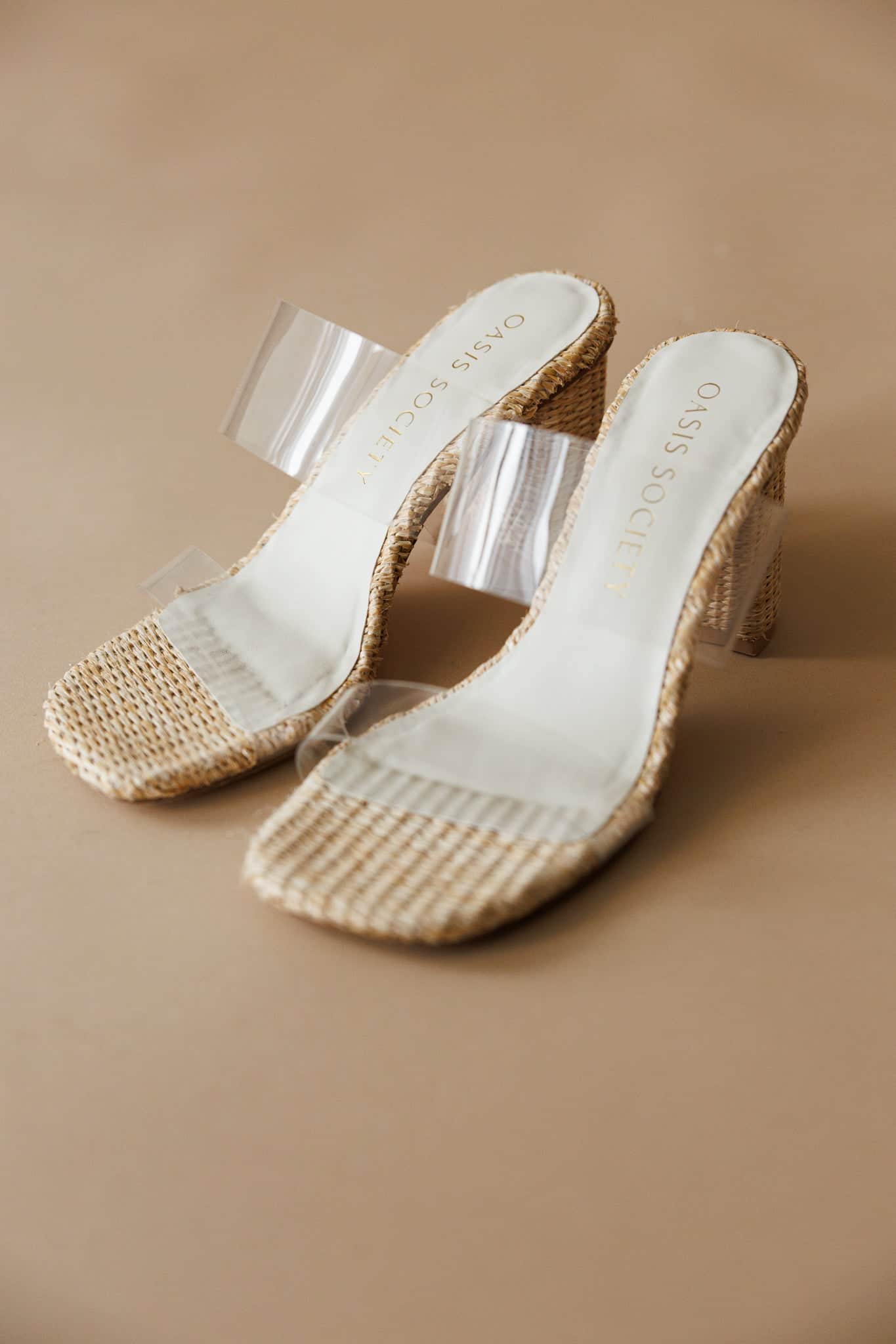 Palm Glass Raffia Heel