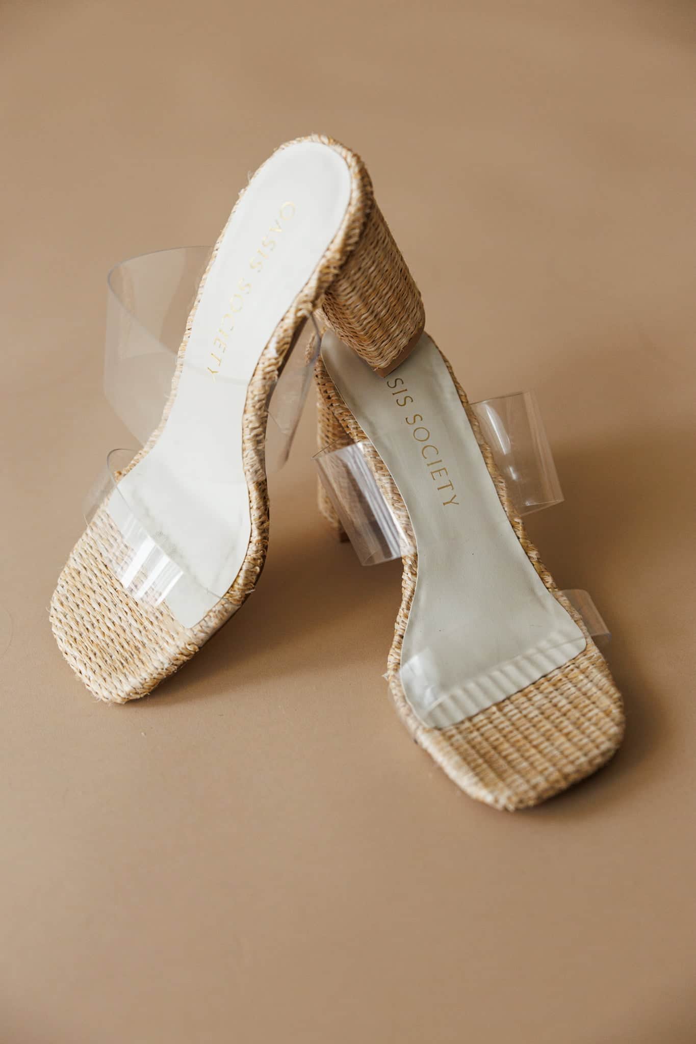 Palm Glass Raffia Heel