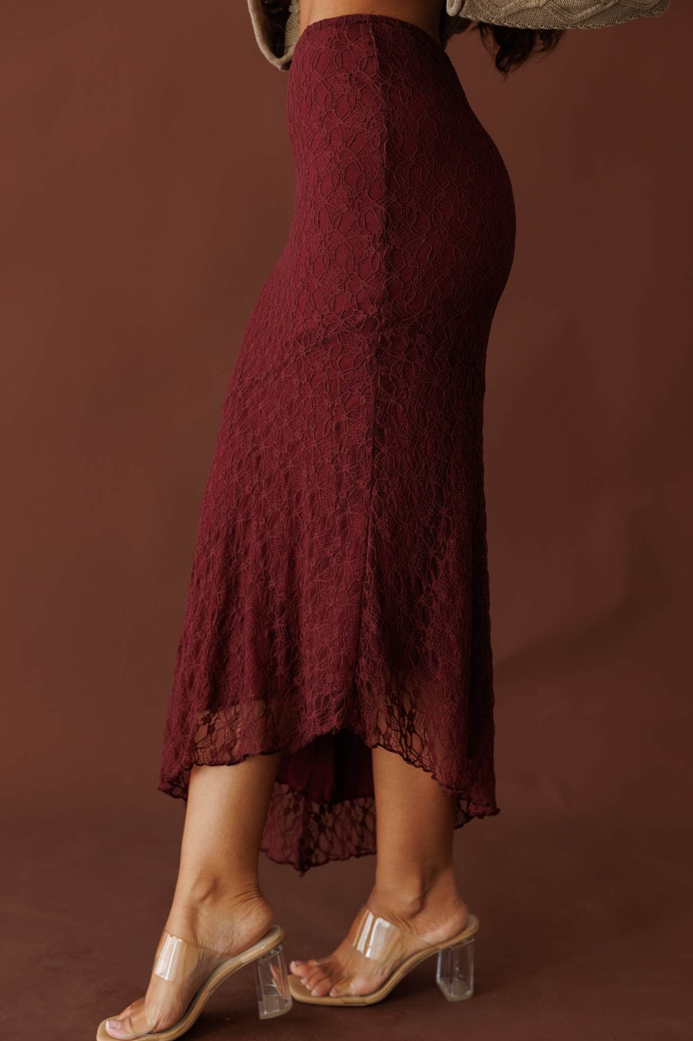 Sangria Asymmetric Midi Skirt