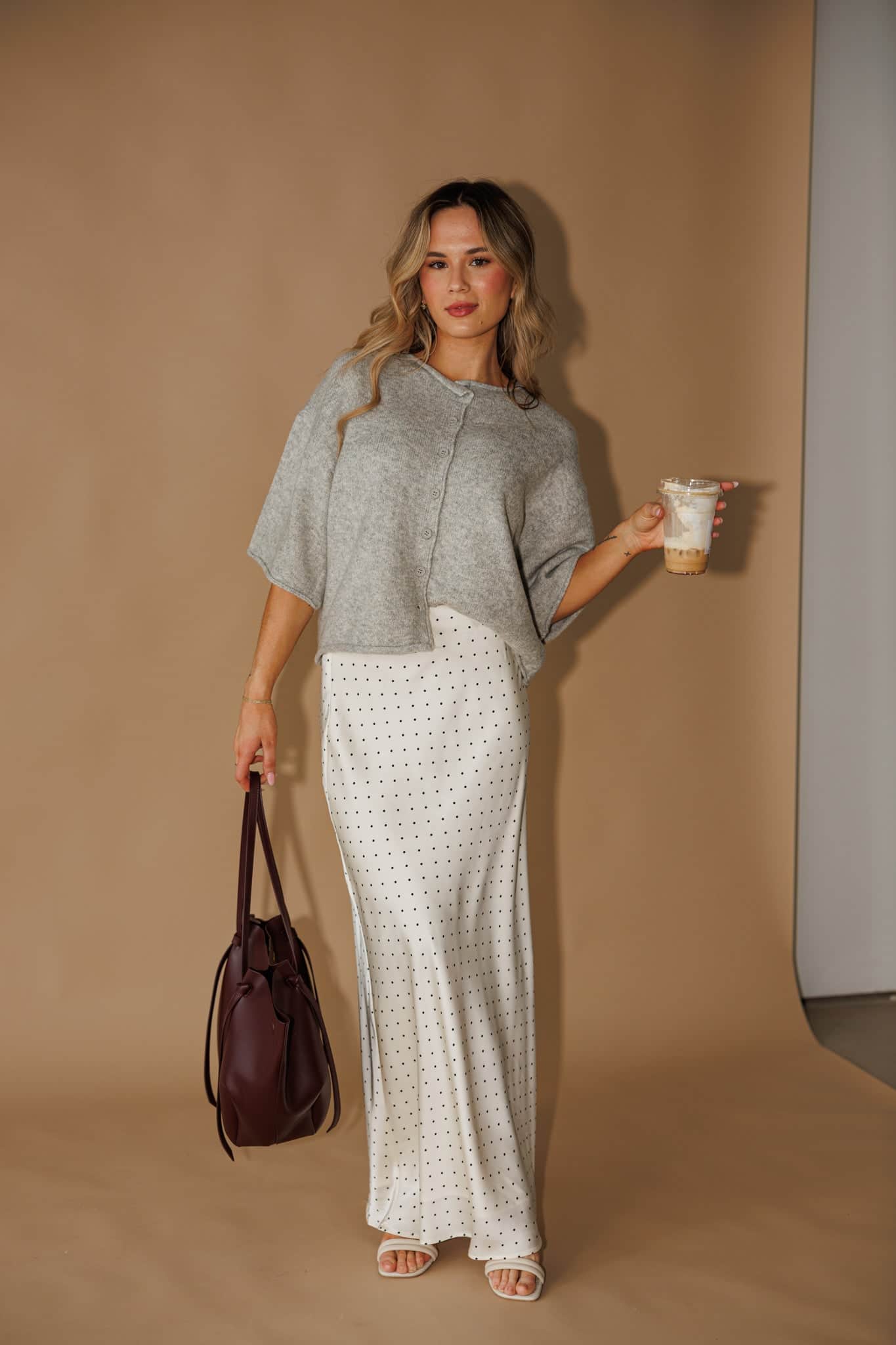 Polka Dot Satin Skirt