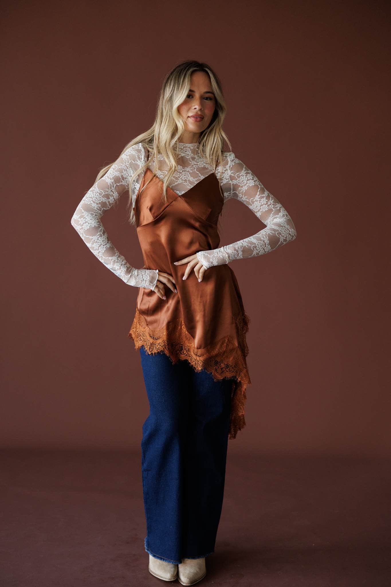 Burnt Letters Lace Top