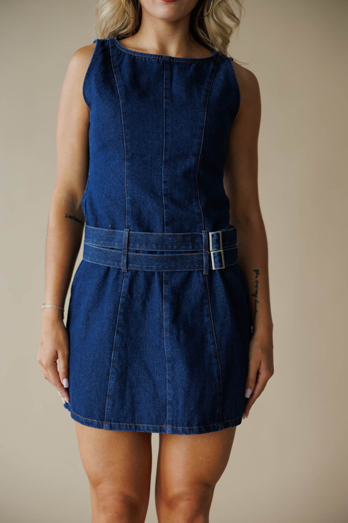 Ella Belted Denim Dress
