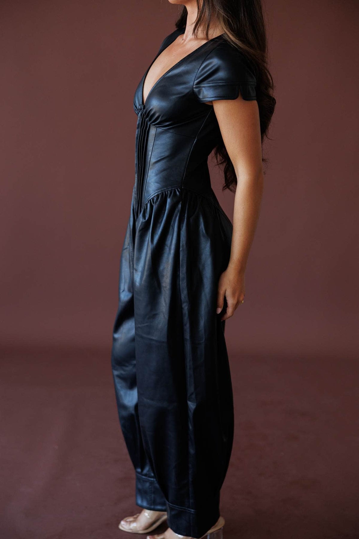 Faux leather jumpsuit