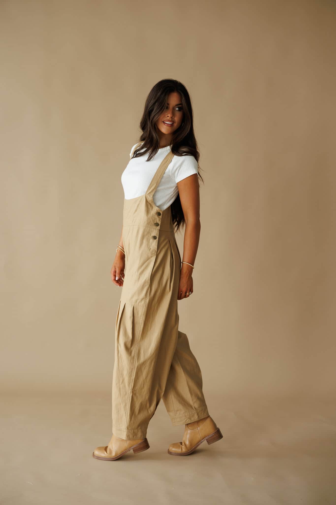 [Pre-Order!] Tan Pleated Barrel Overalls