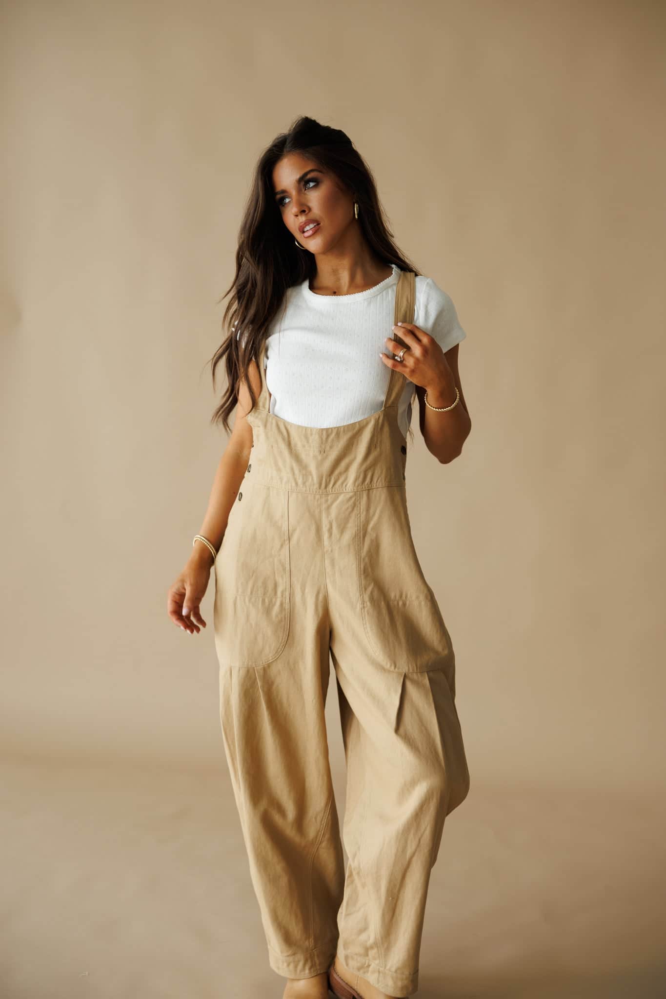 [Pre-Order!] Tan Pleated Barrel Overalls
