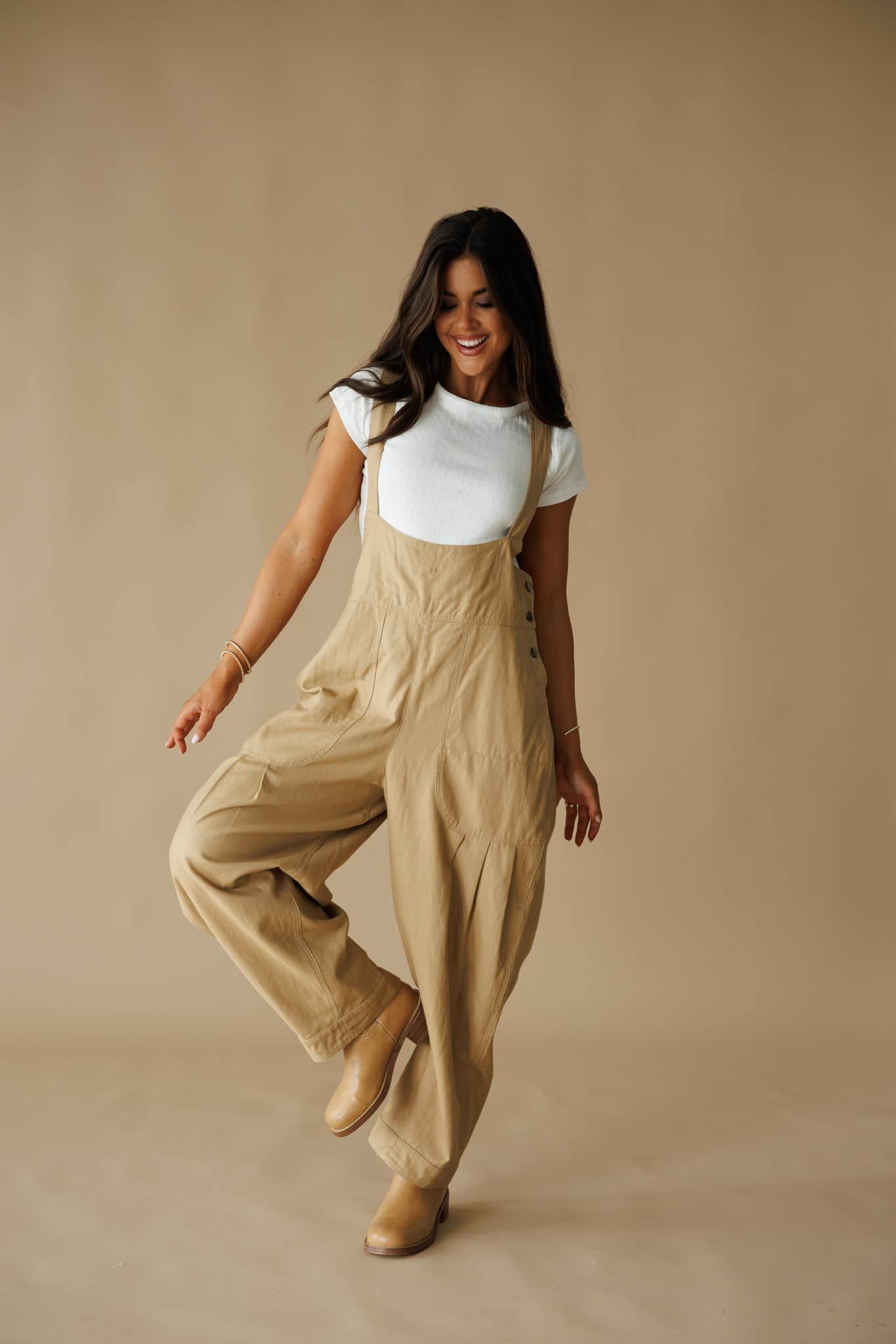 [Pre-Order!] Tan Pleated Barrel Overalls
