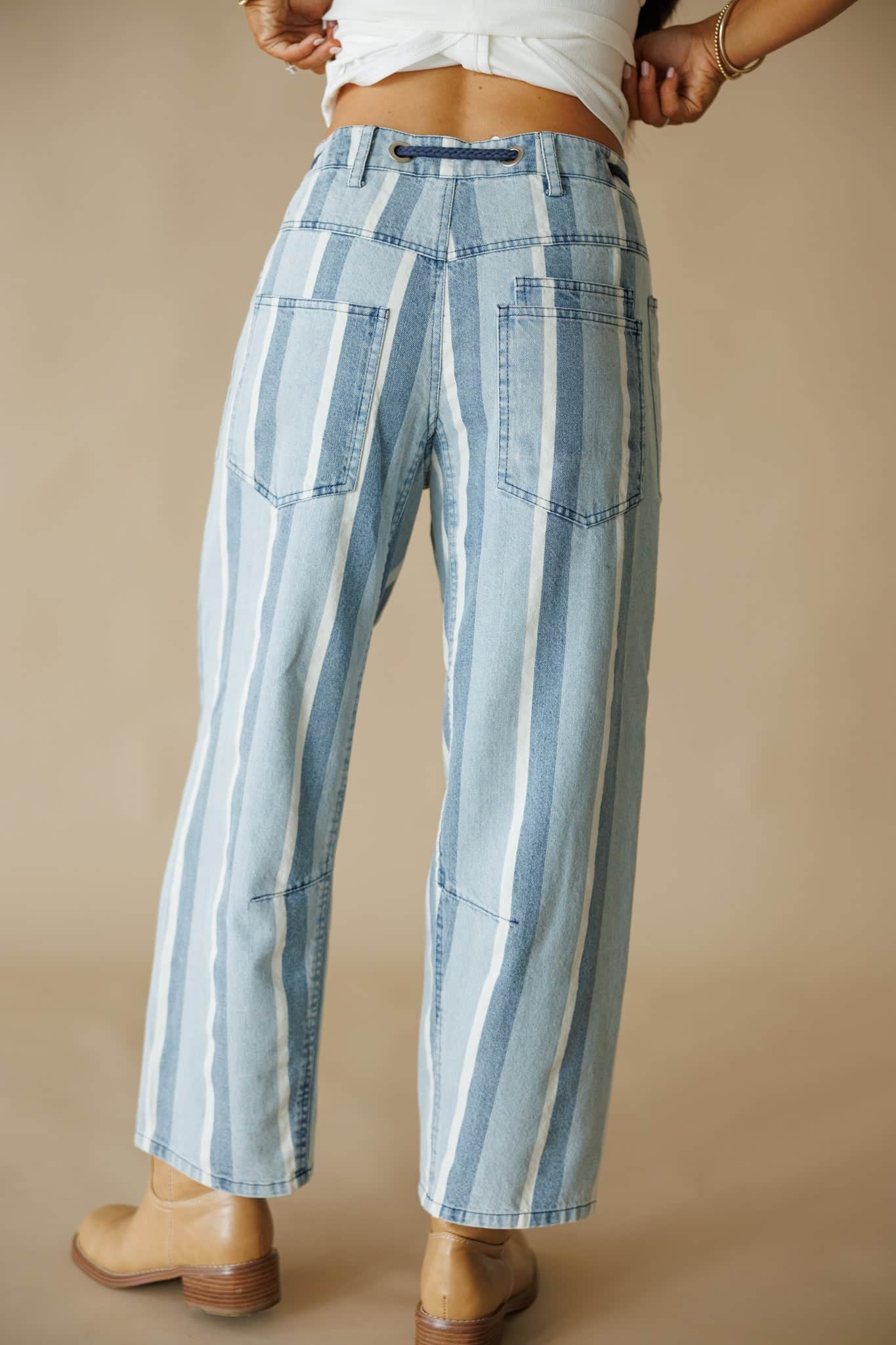 [Pre-Order!] Striped Tapered Barrel Pocket Pants