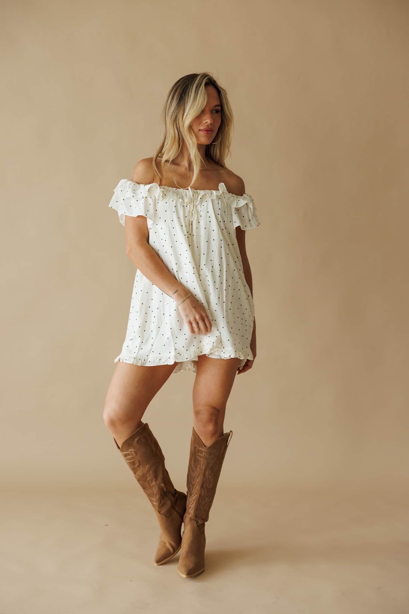 Ivory Polka Dot Babydoll Romper