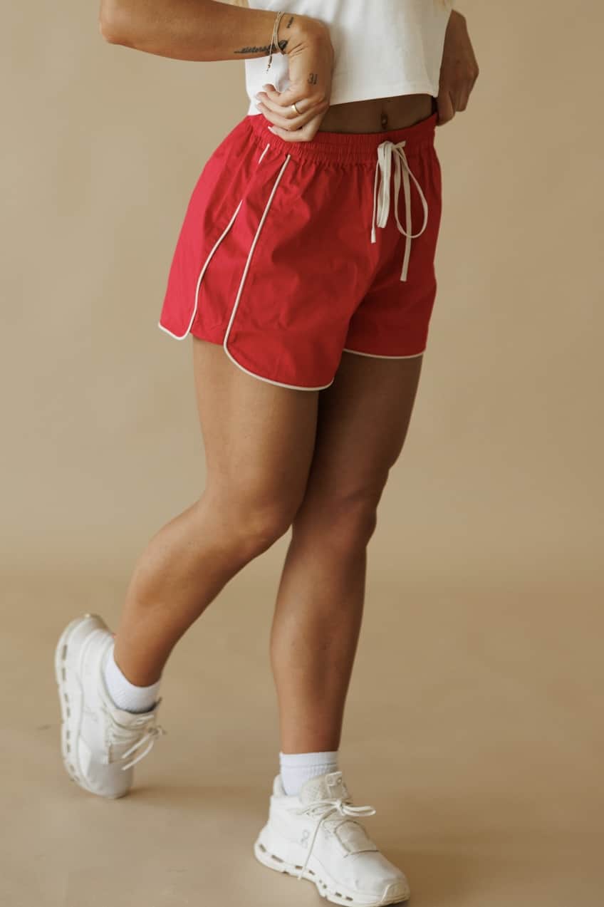 Red Sport Poplin Shorts