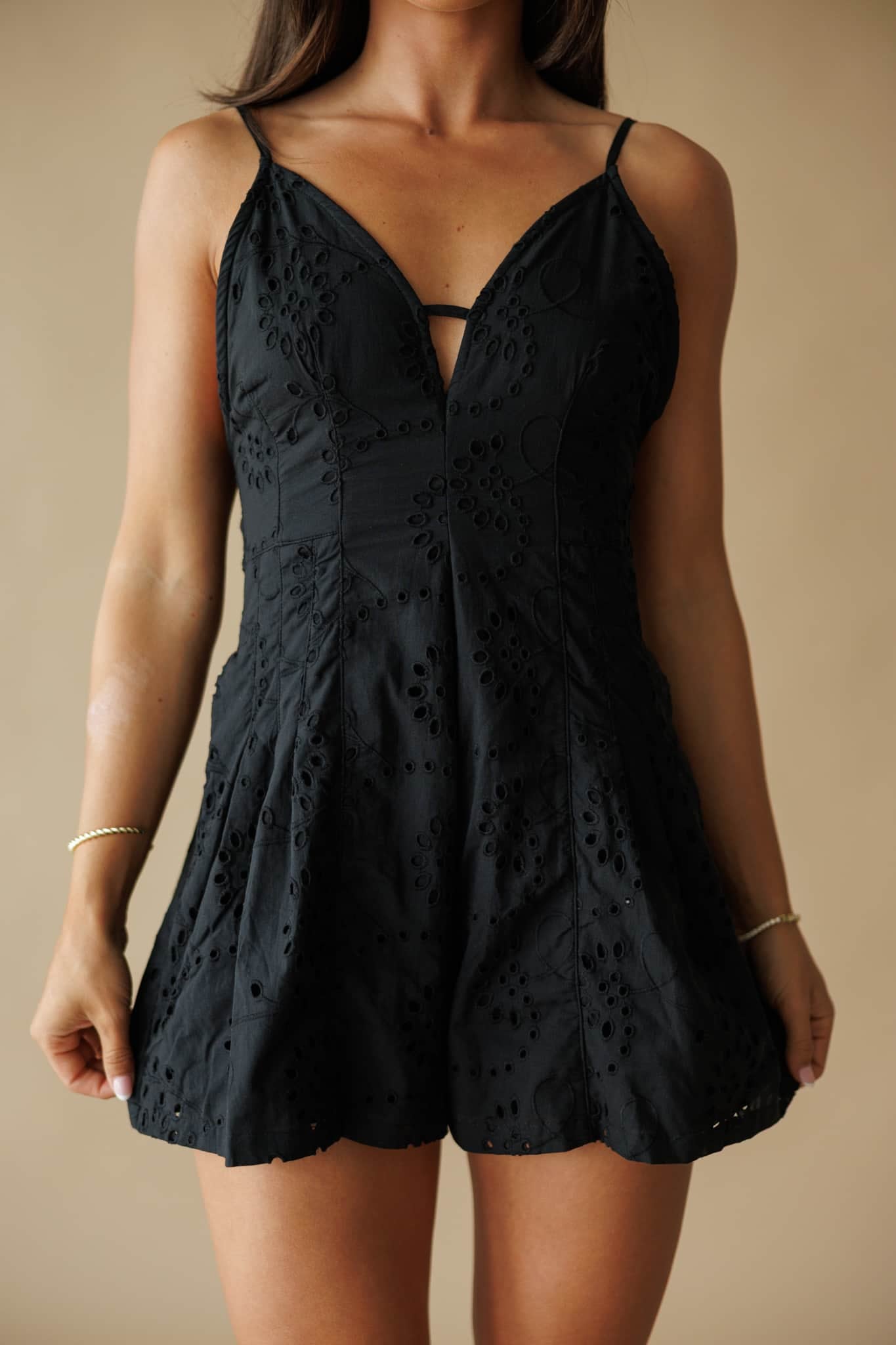 Black Eyelet Criss Cross Romper