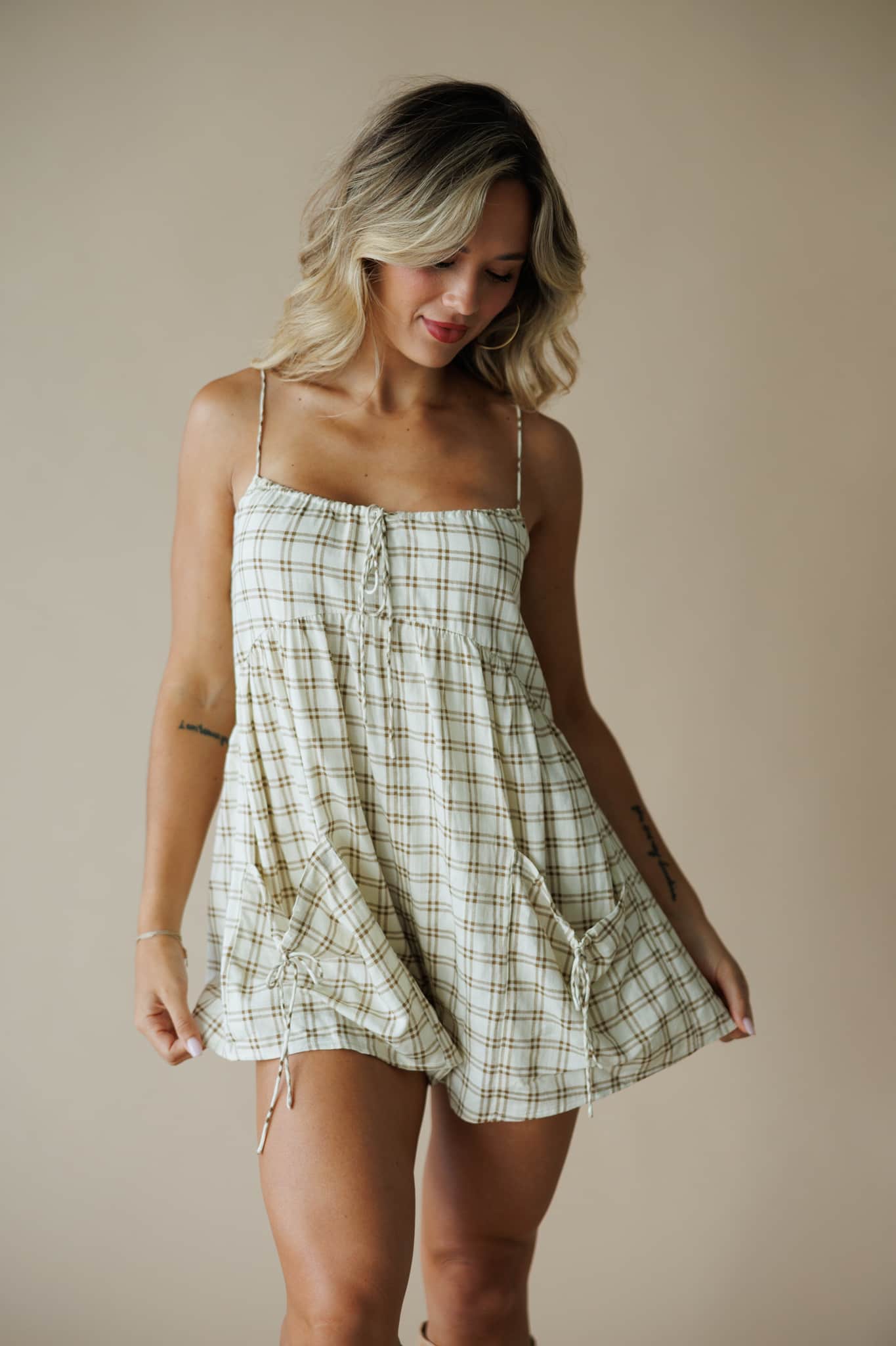 Plaid Pocket Romper