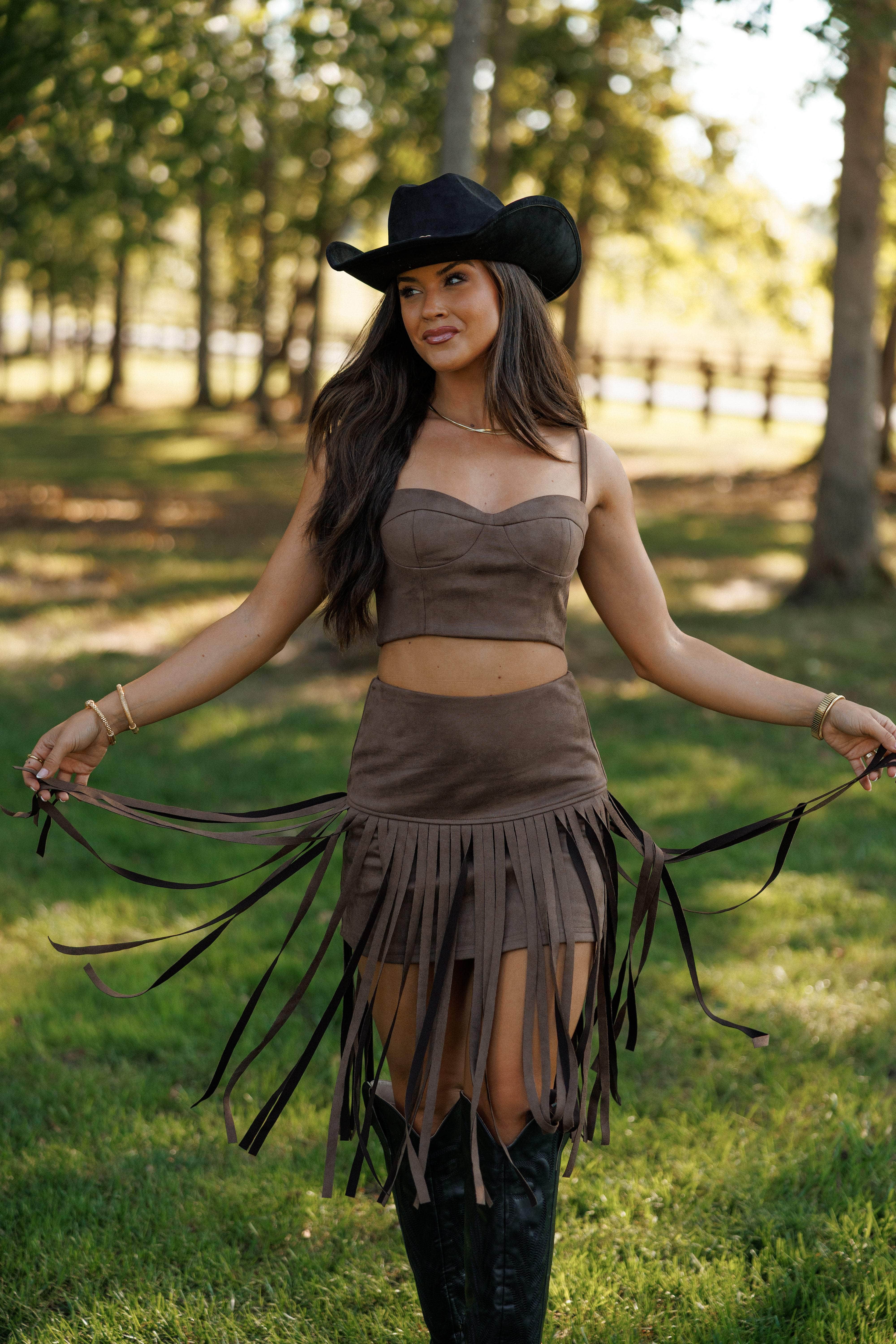 Western Spirit Suede Bustier Top