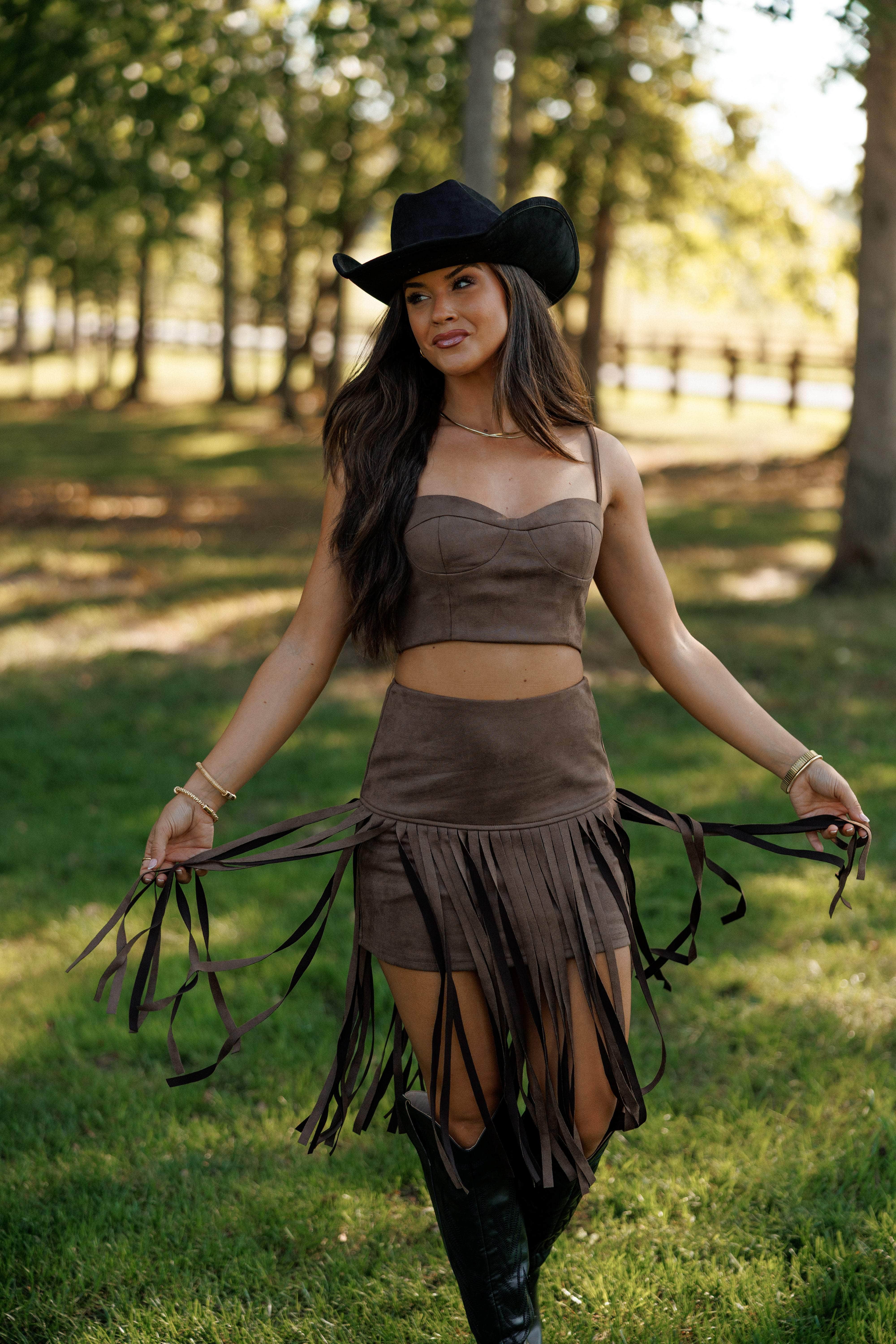 Western Spirit Suede Bustier Top