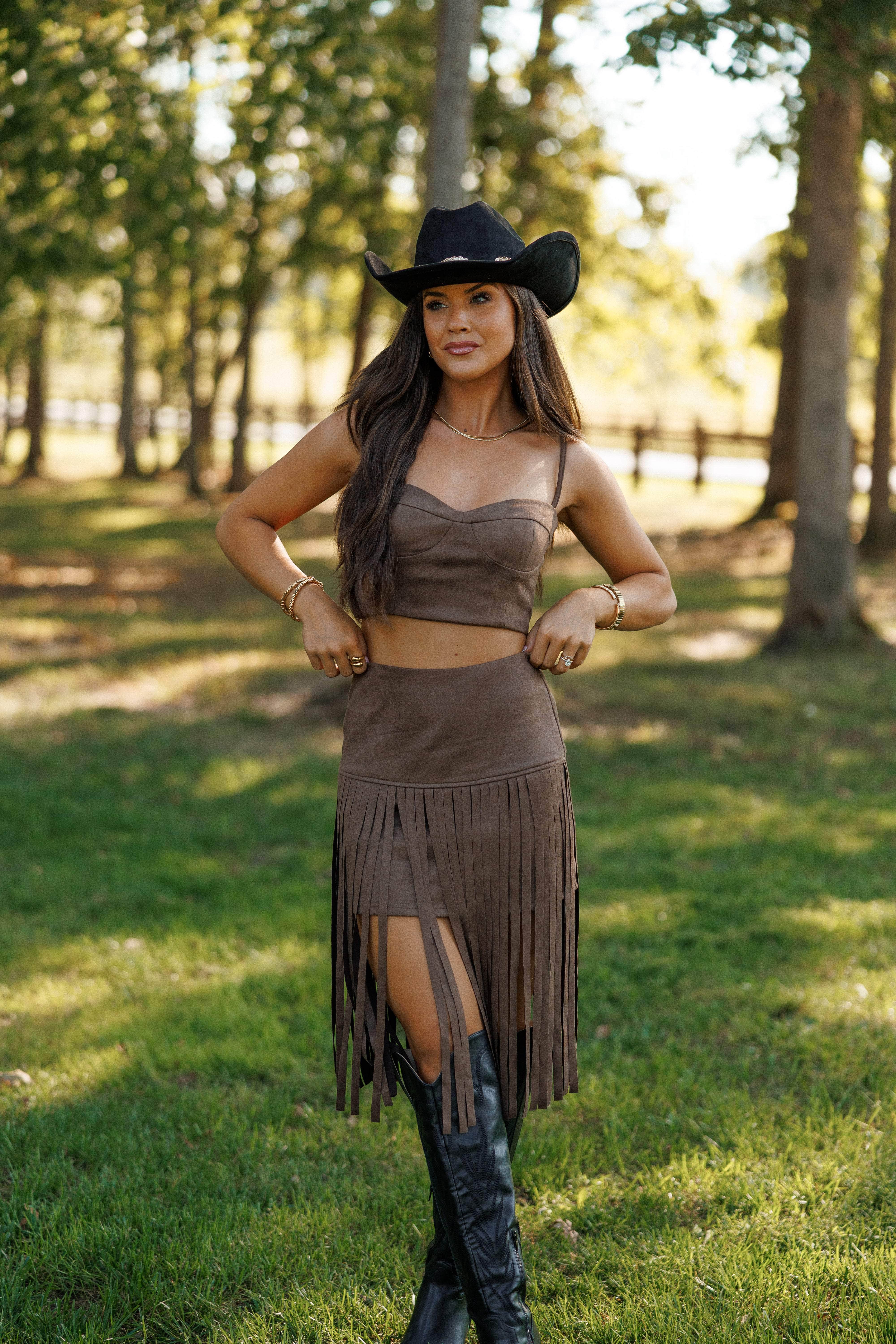 Western Spirit Suede Bustier Top