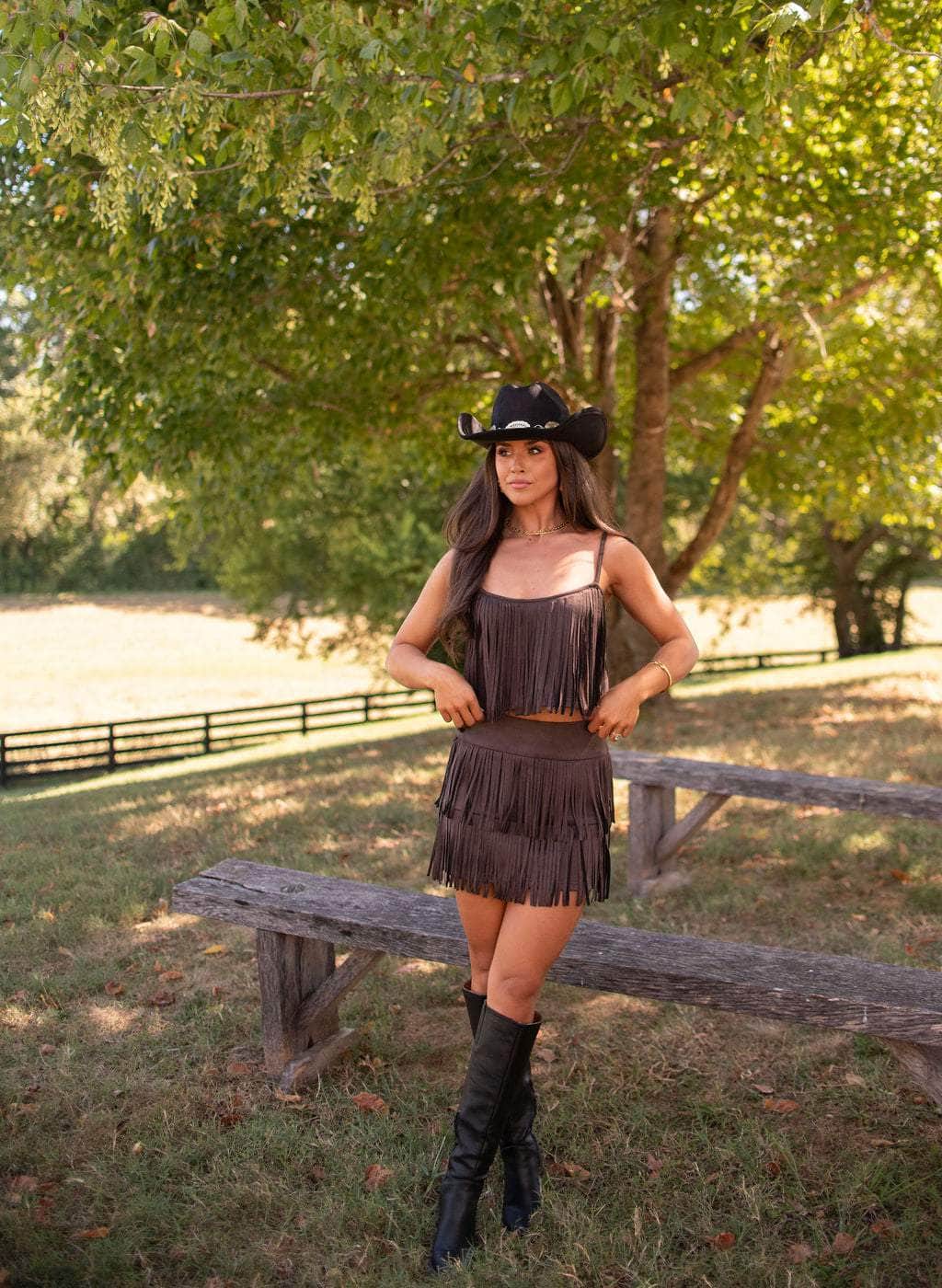 Saddle And Fringe Suede Top