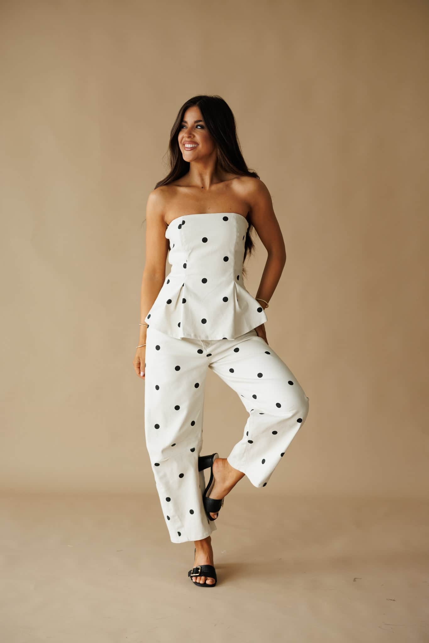 Ivory Polka Dot Barrel Pants
