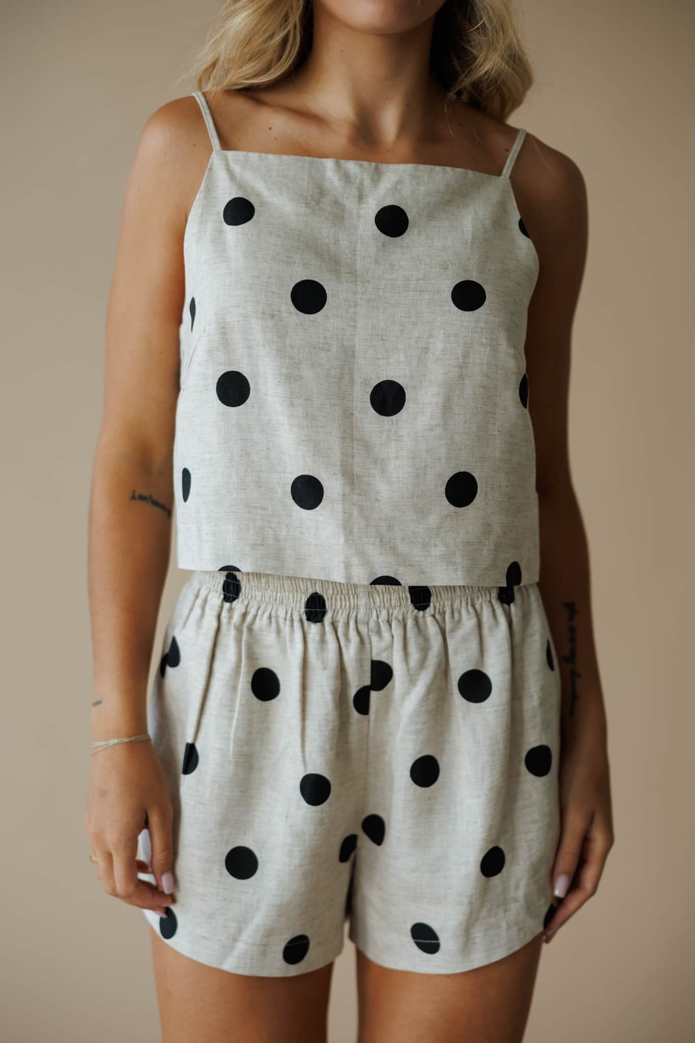Linen Polka Dot Top