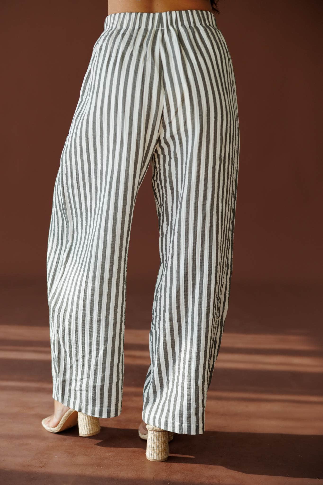 Social Calendar Striped Barrel Pants