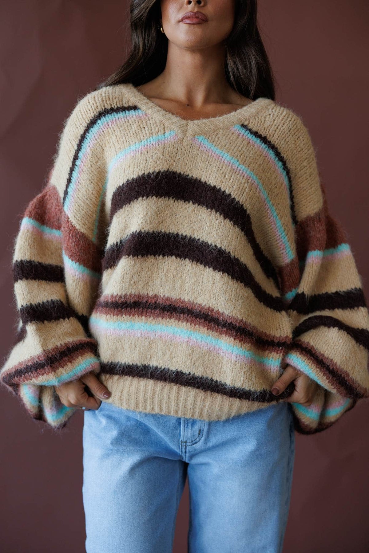 Taupe multi knit sweater