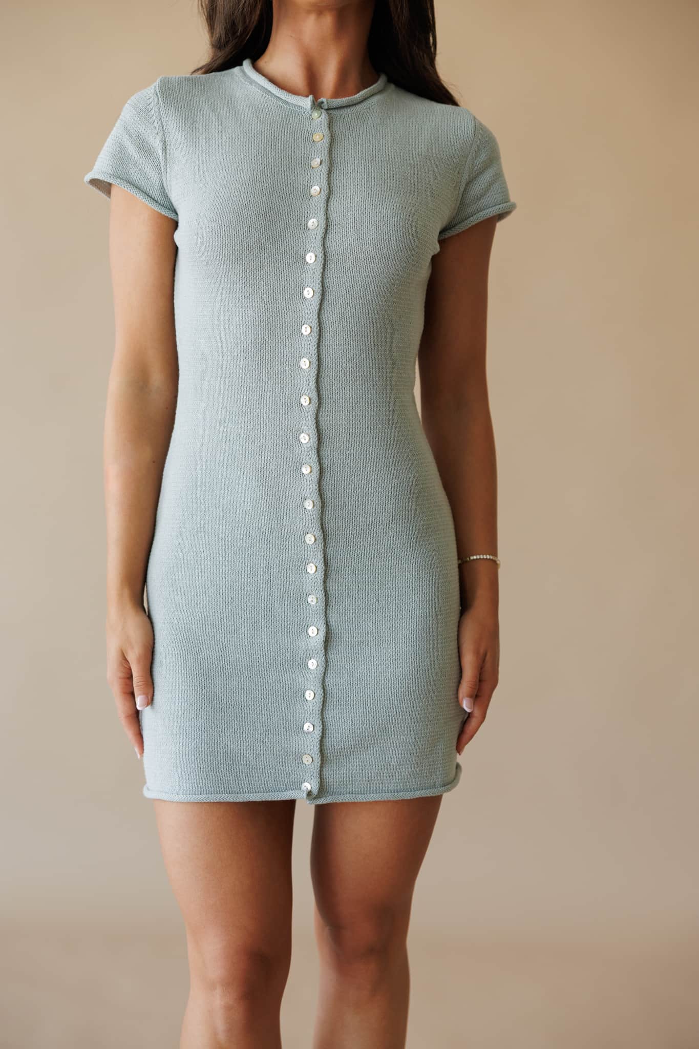 Dusty Mint Button Down Dress