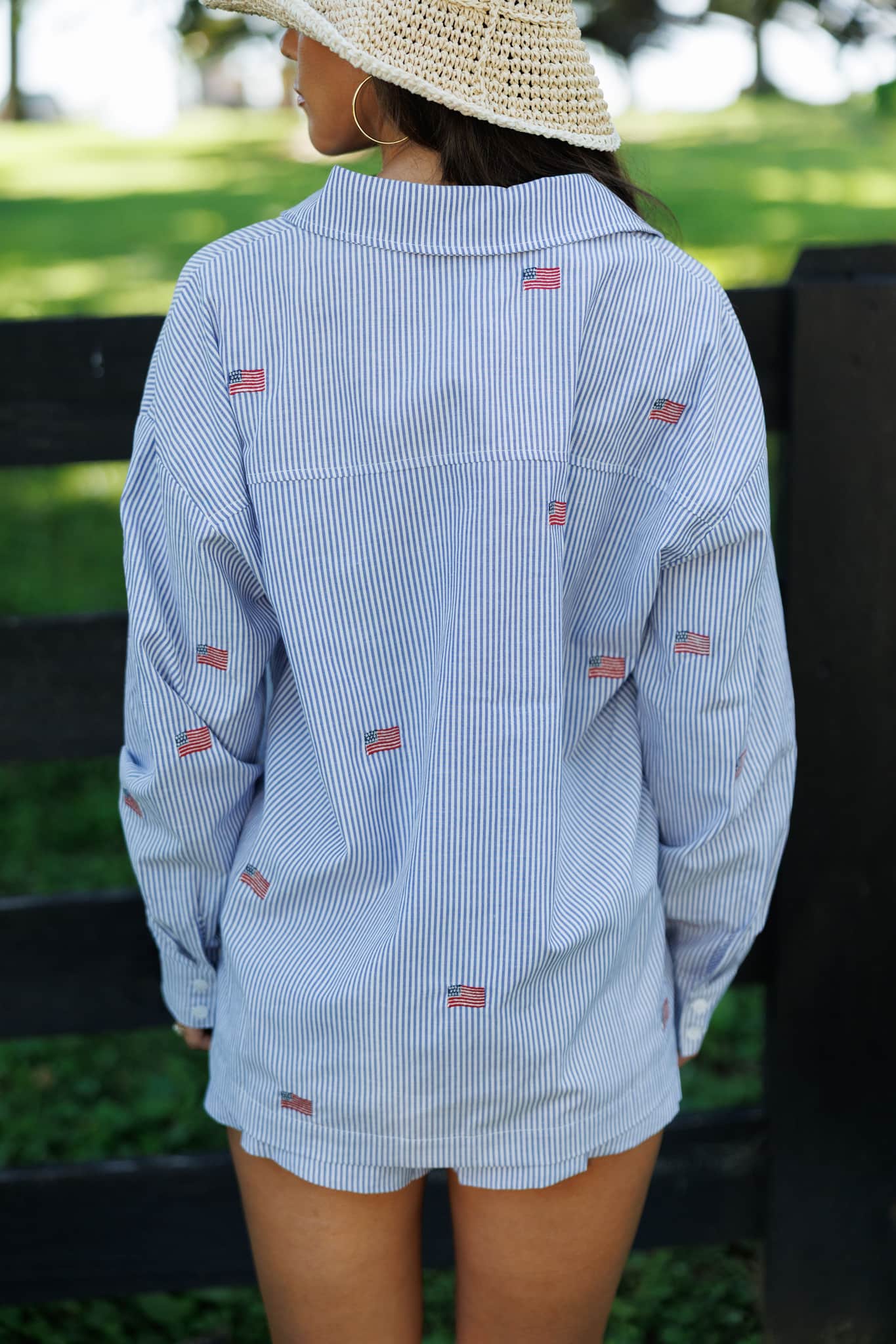 Flag Embroidered Oversized Shirt