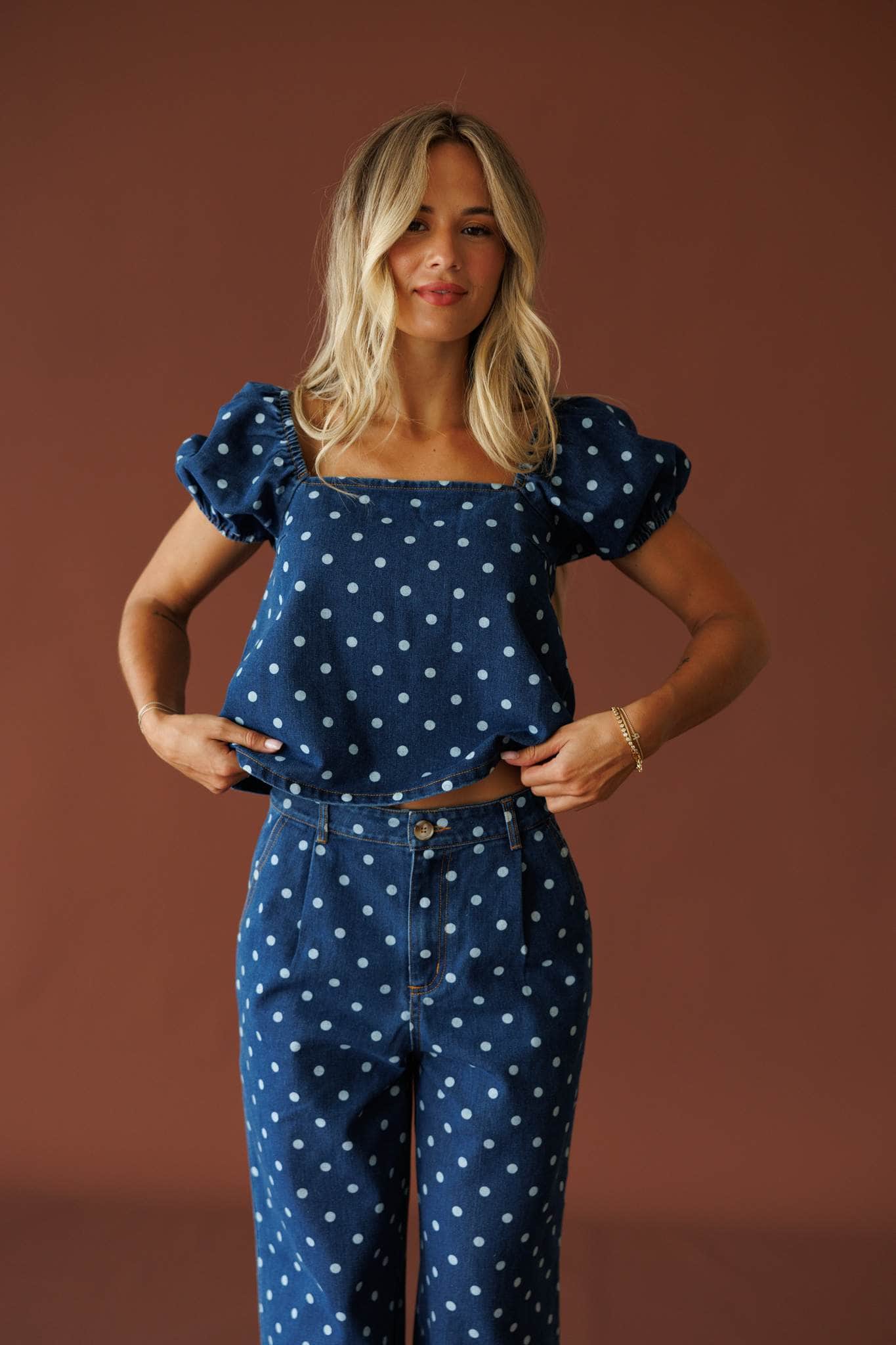 Lucky Dot Denim Top