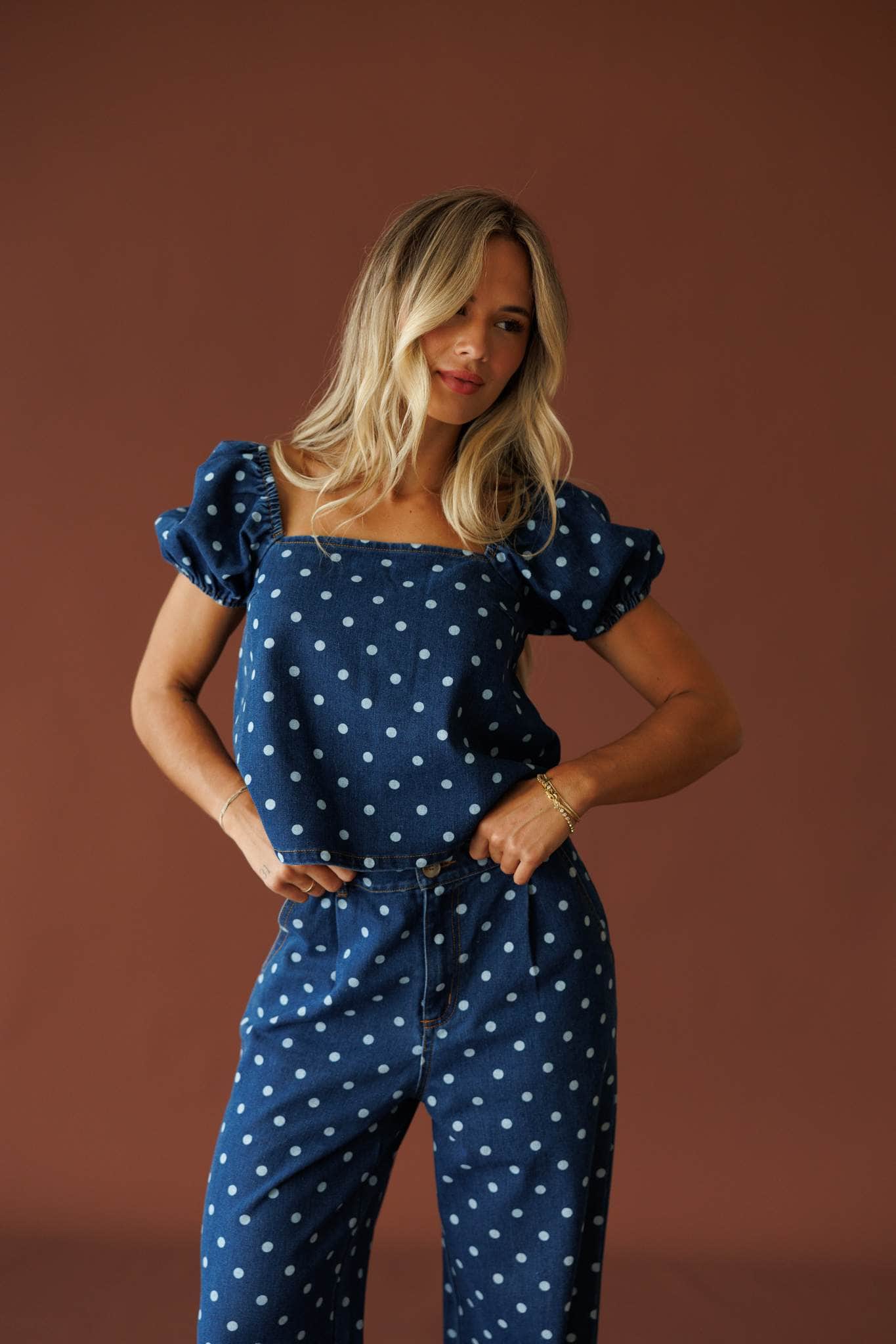 Lucky Dot Denim Top