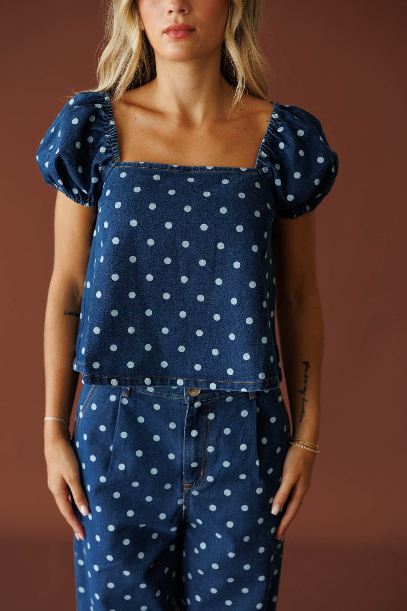 Lucky Dot Denim Top