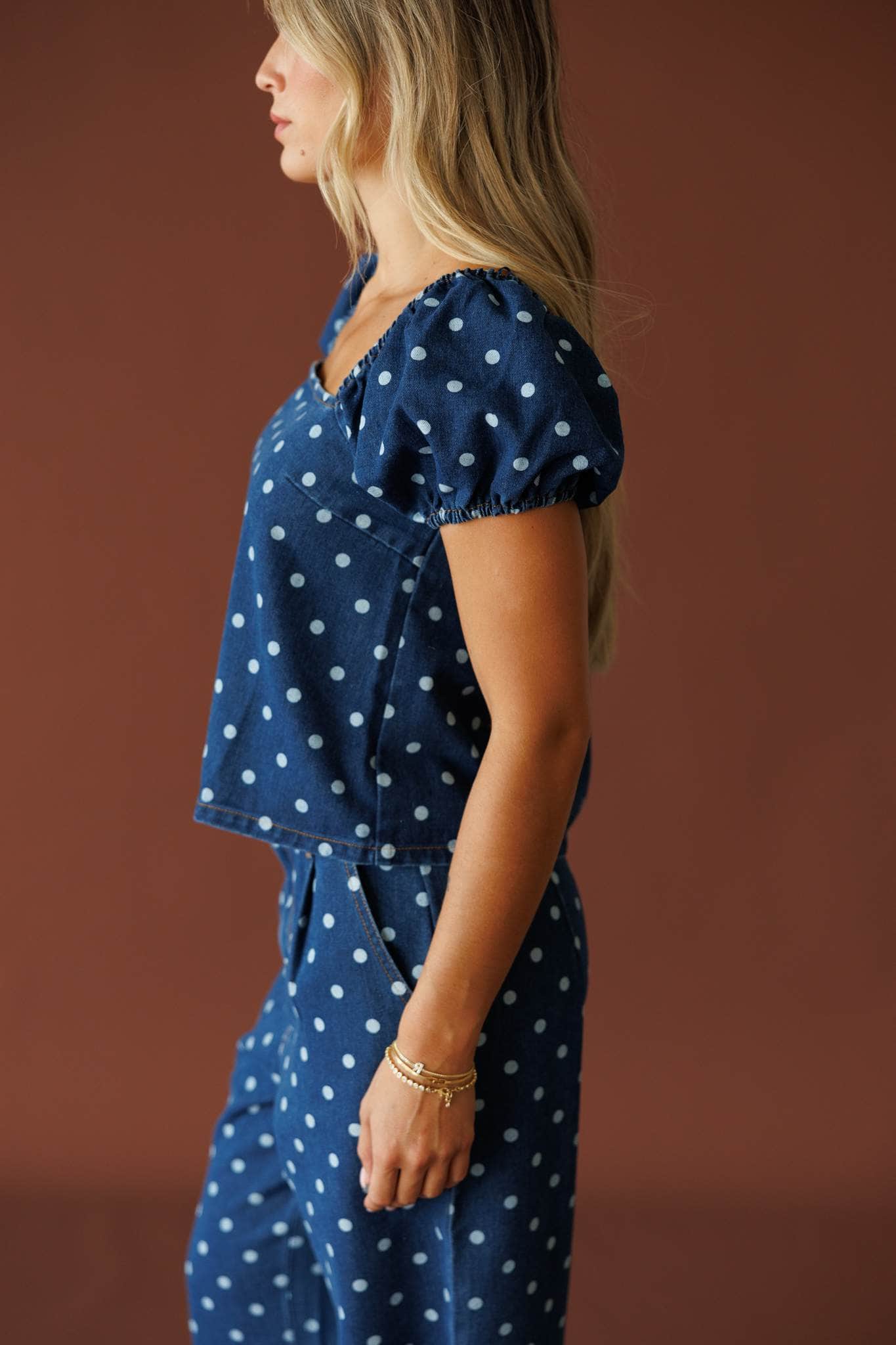 Lucky Dot Denim Top